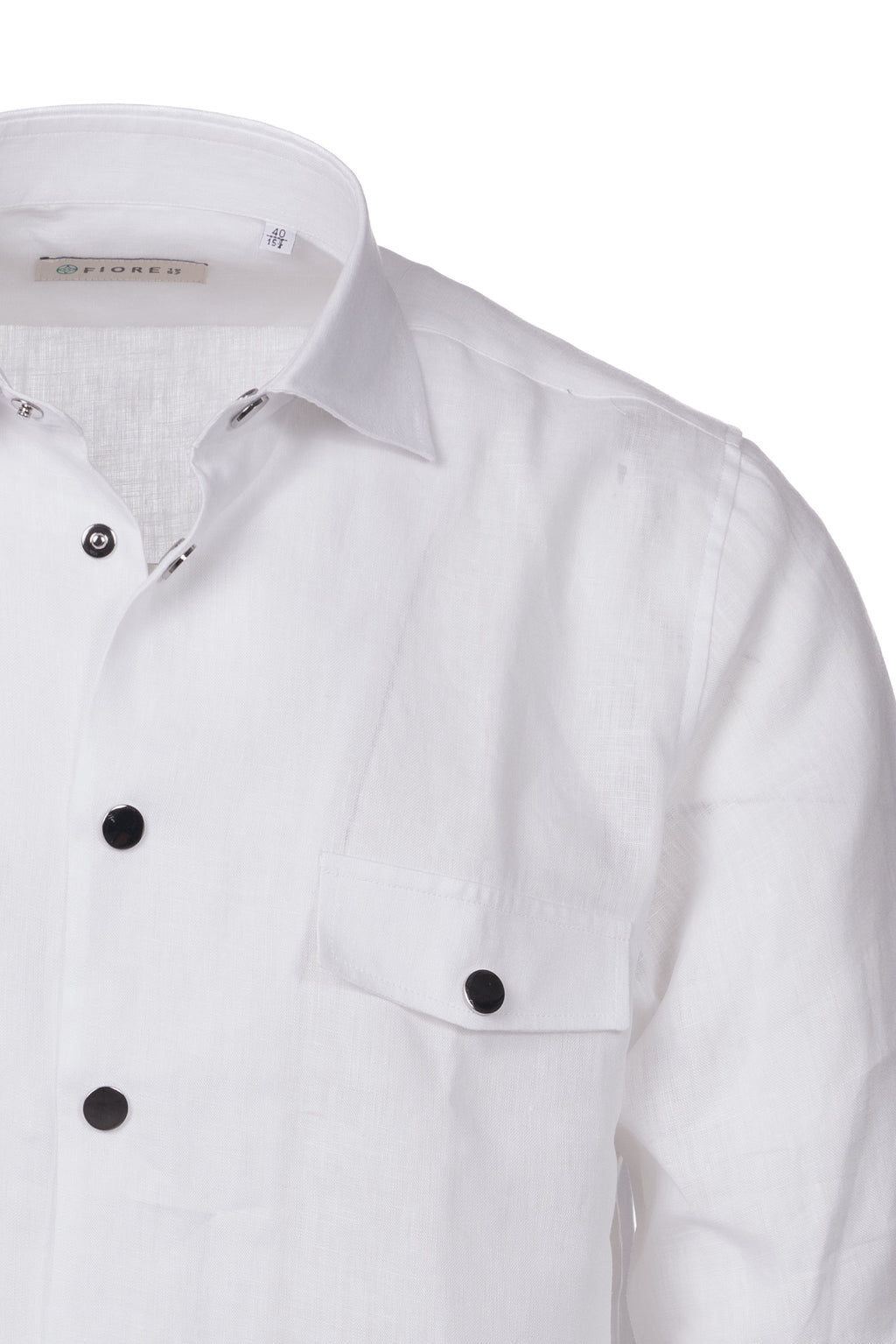Short-sleeved white linen shirt