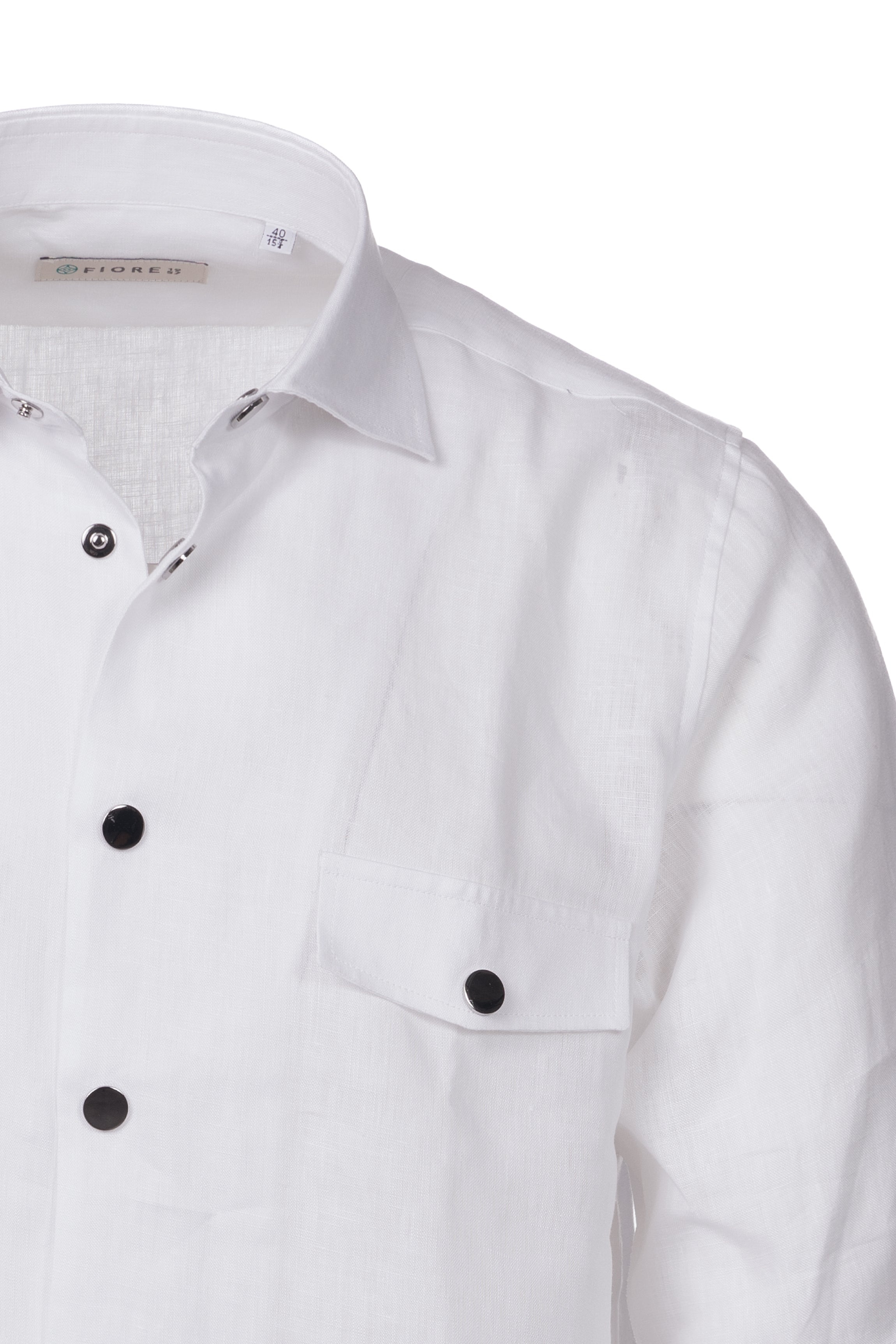 Short-sleeved white linen shirt