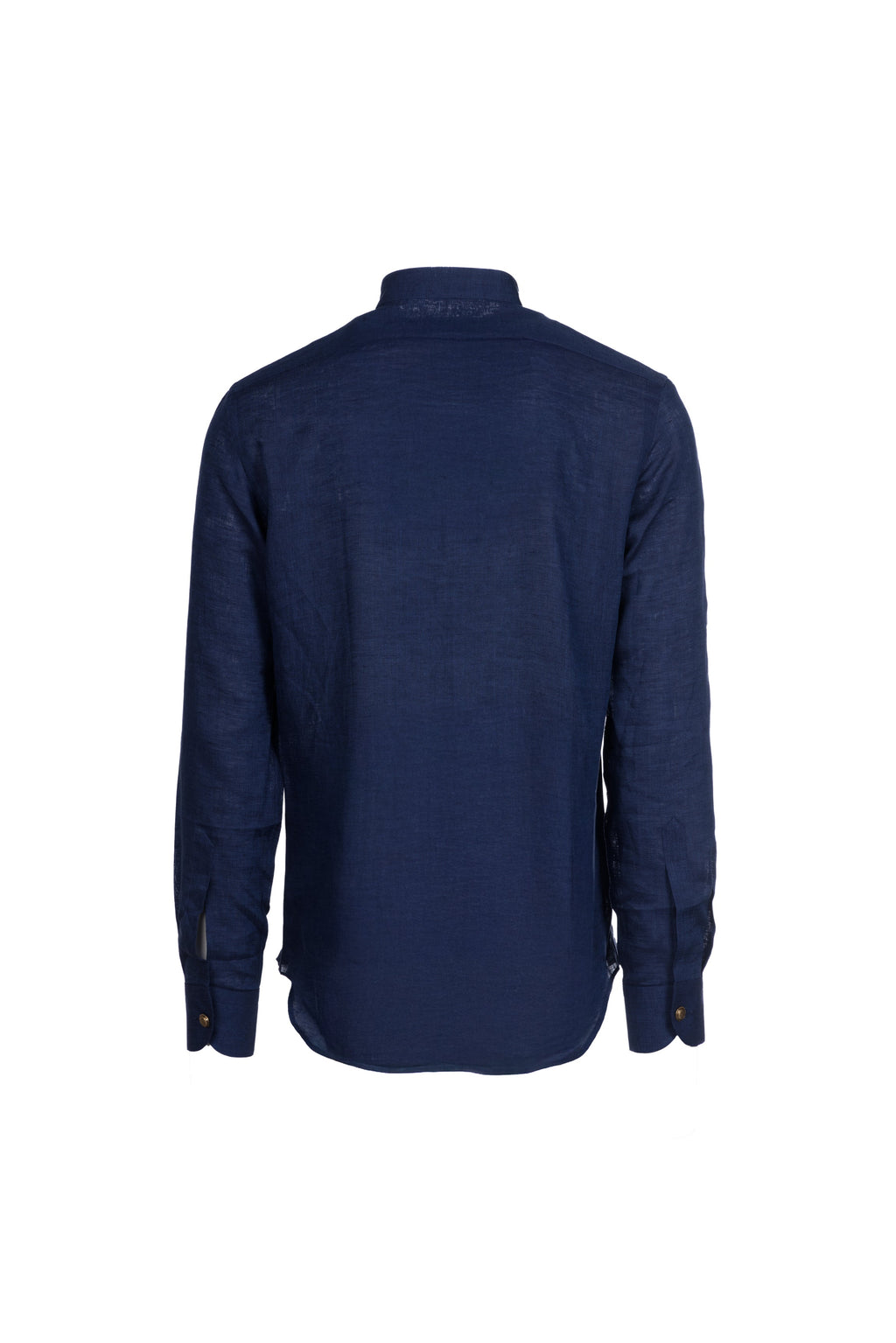 Linen stand-collar shirt blue