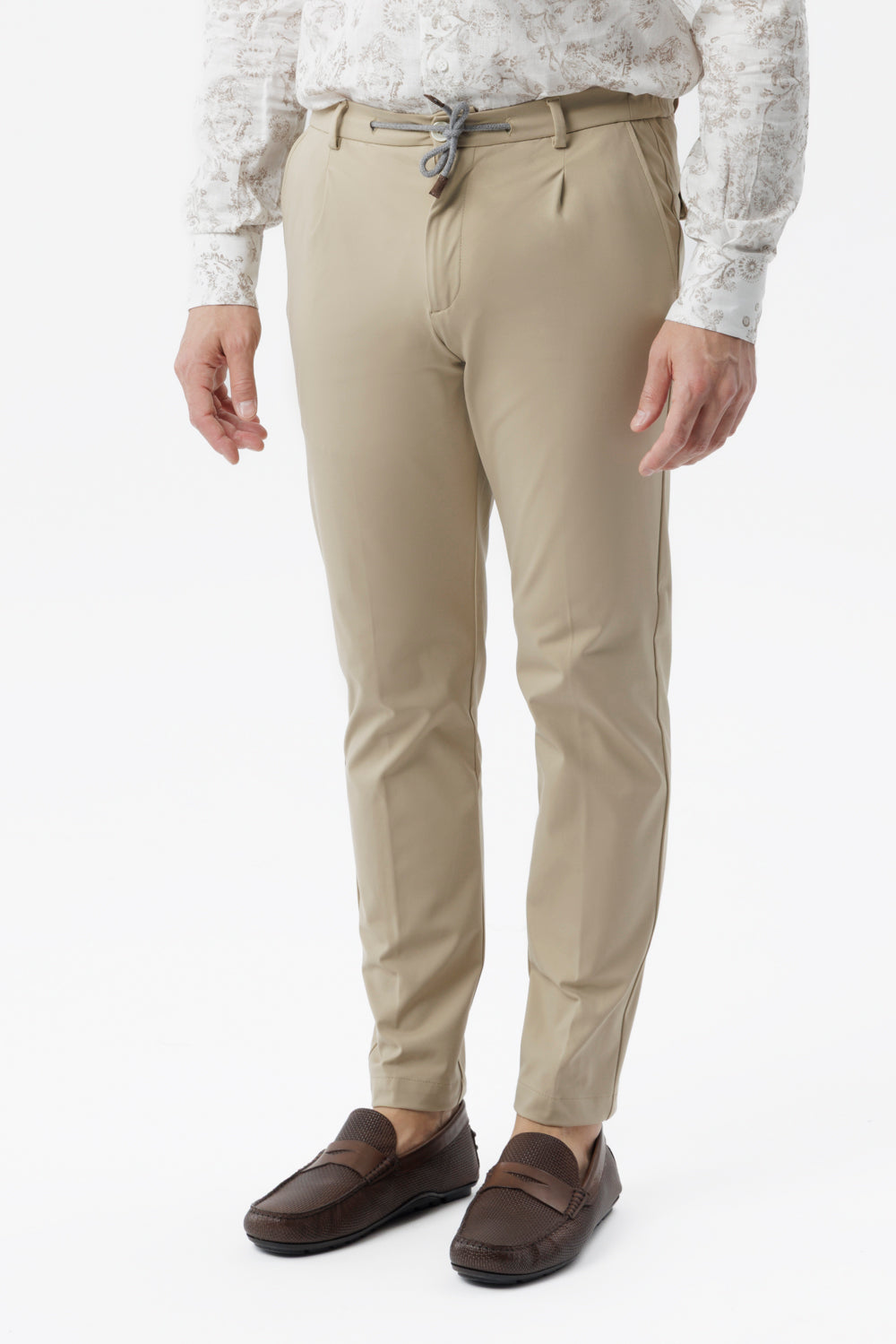 Pantalone coulisse in nylon comfort beige