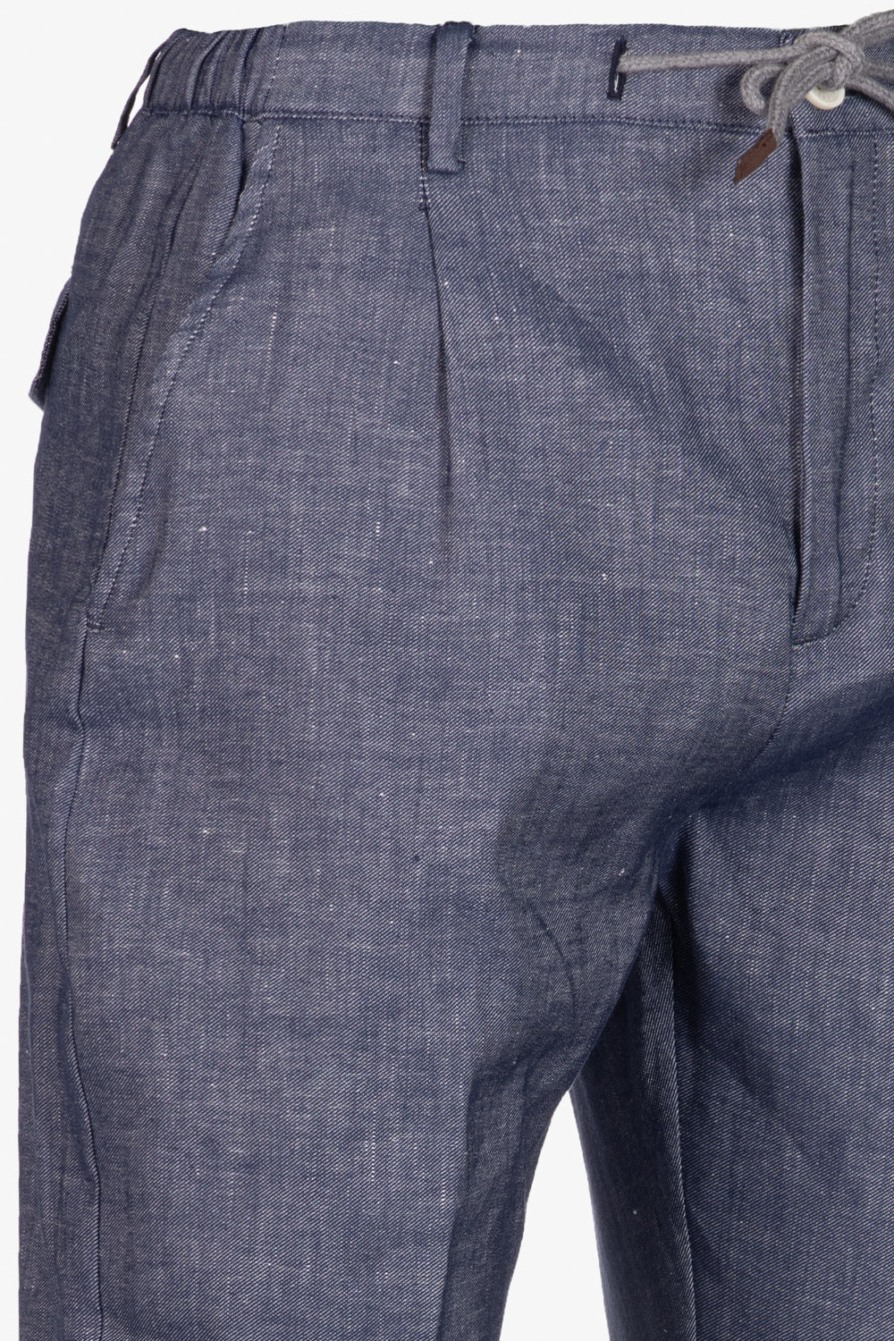 Amalfi drawstring trousers in cotton and linen denim
