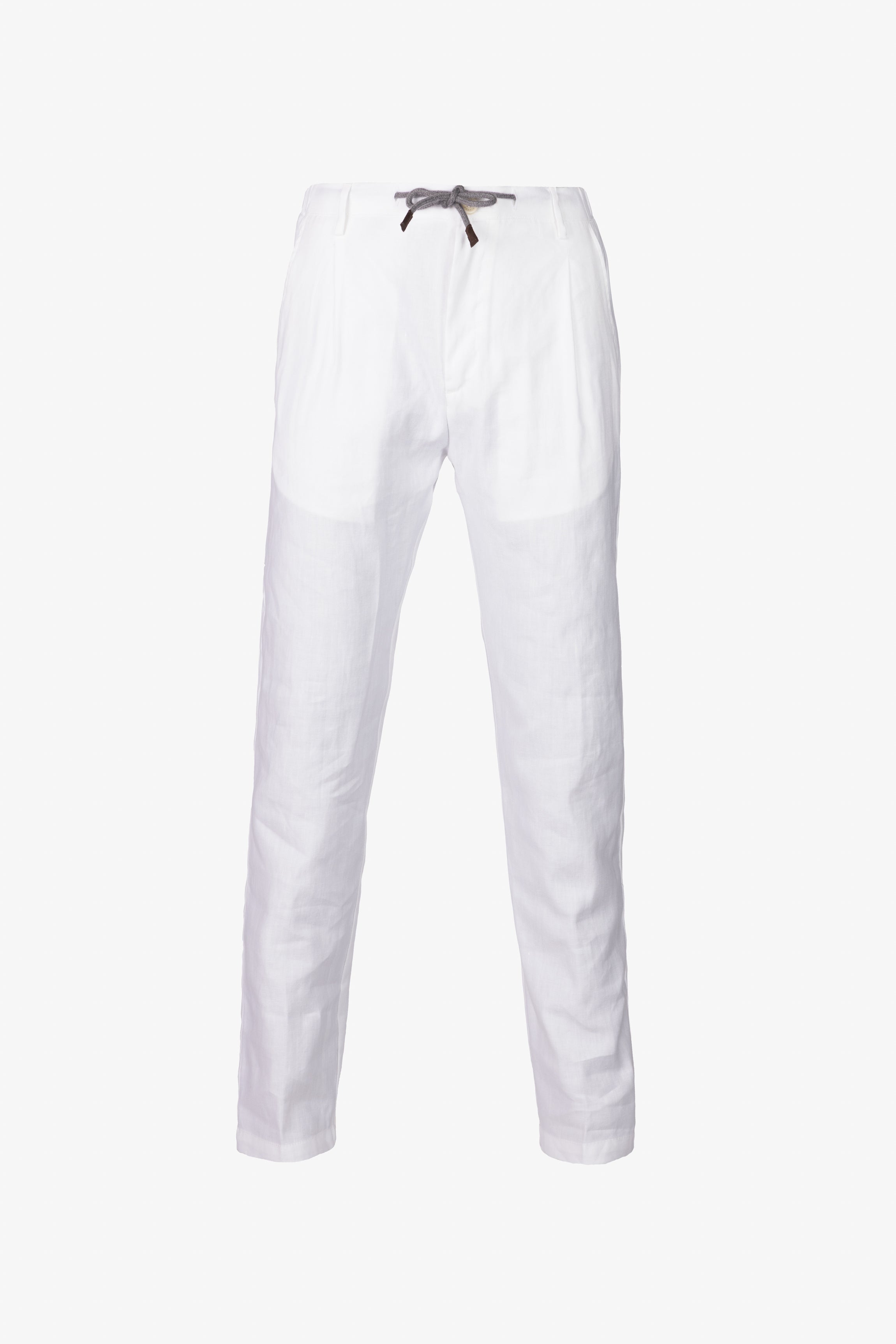 Amalfi drawstring trousers in white cotton and linen