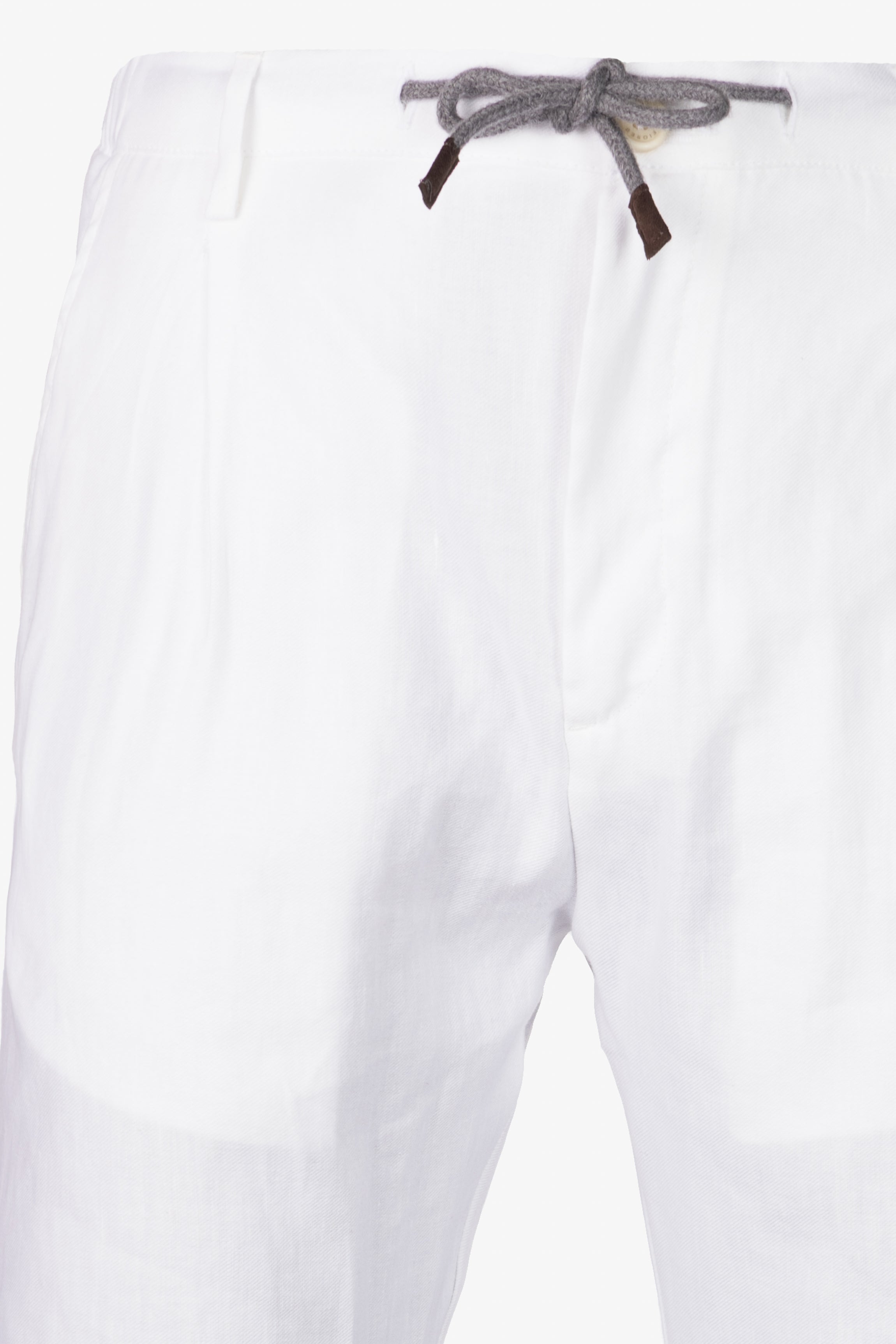 Amalfi drawstring trousers in white cotton and linen