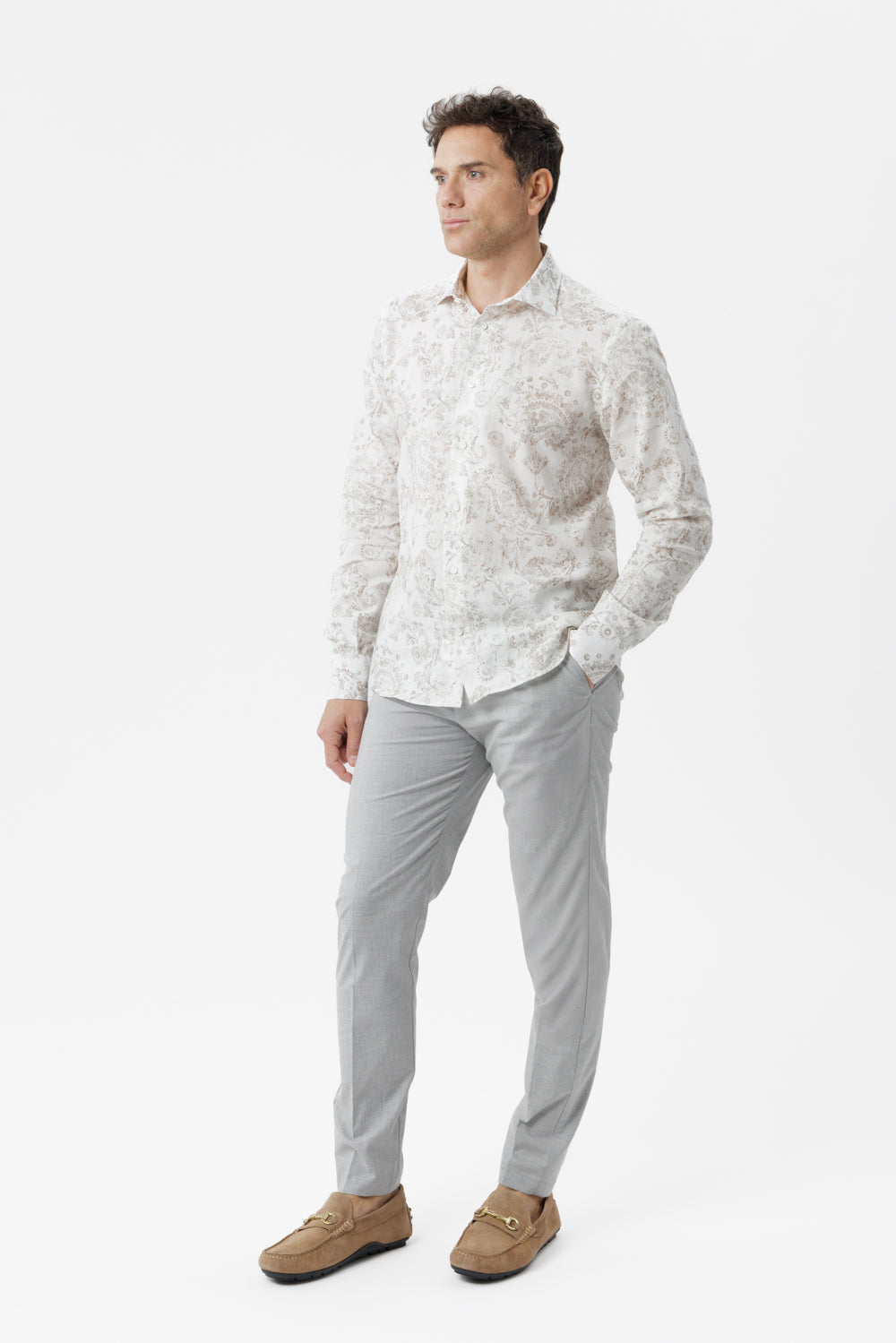 Pantalone Amalfi in cotone con coulisse grigio chiaro