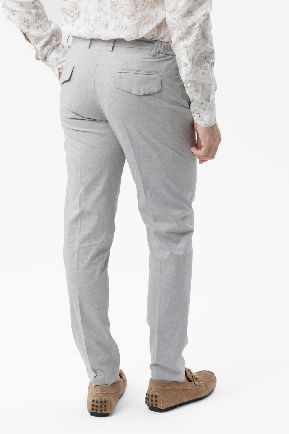 Pantalone Amalfi in cotone con coulisse grigio chiaro