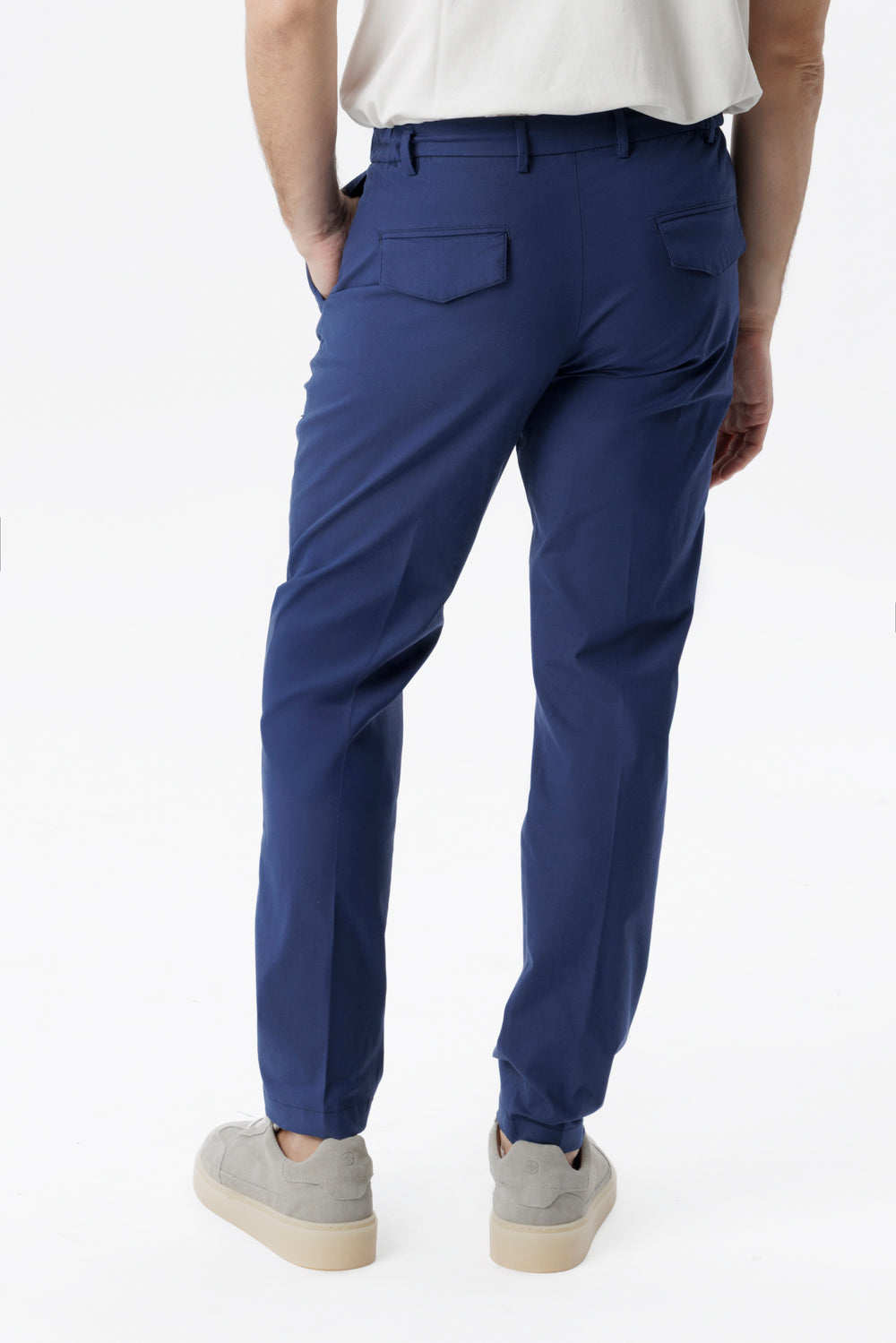 Amalfi cotton trousers with blue drawstring