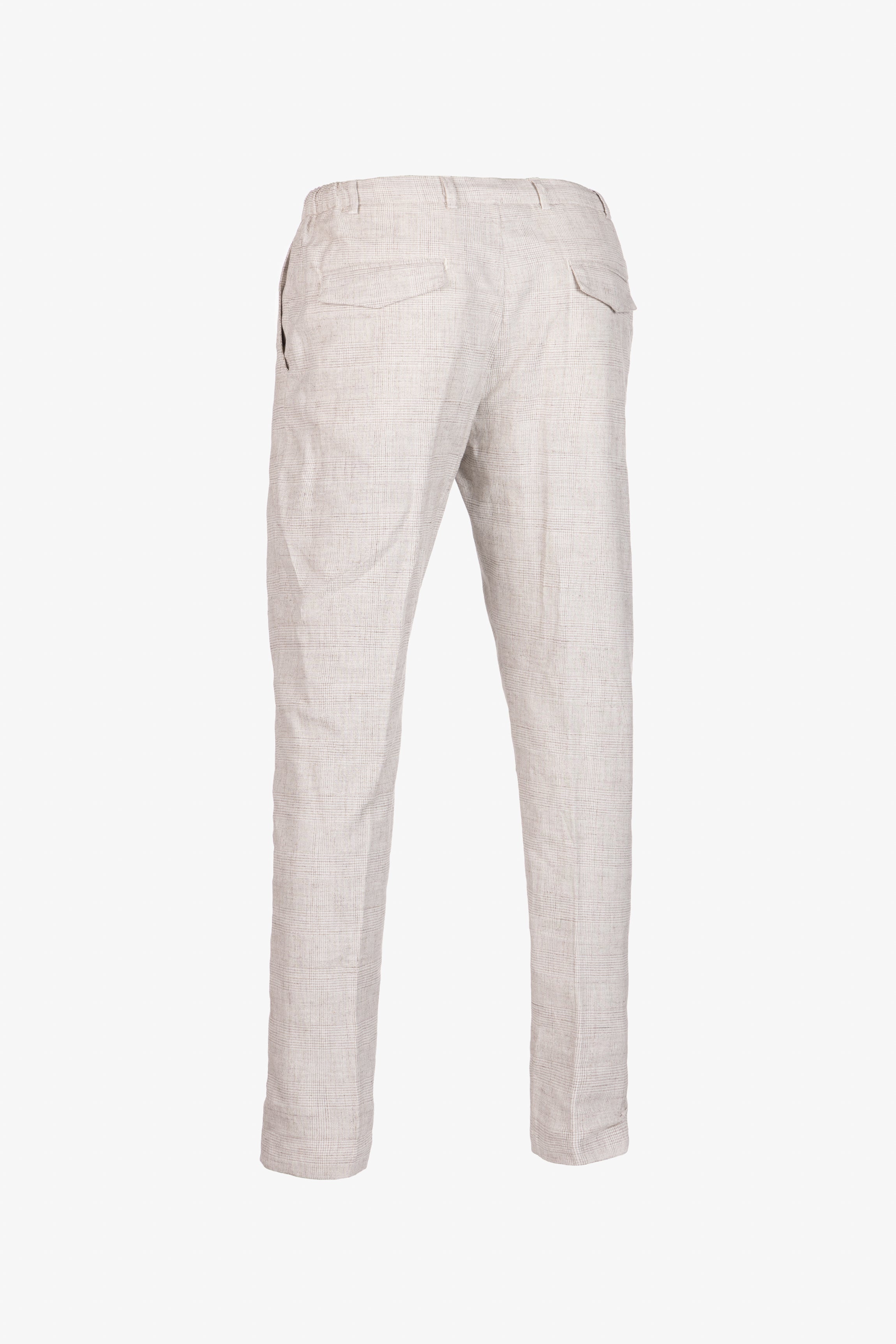 Amalfi trousers in beige Prince of Wales cotton
