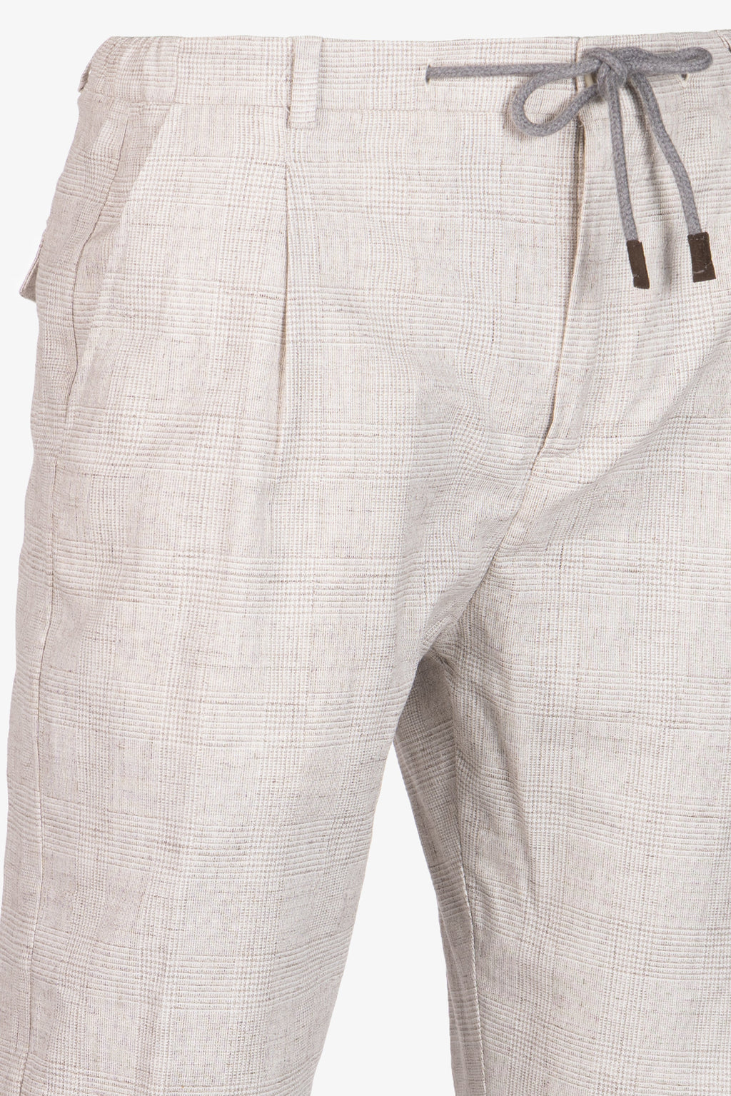 Amalfi trousers in beige Prince of Wales cotton