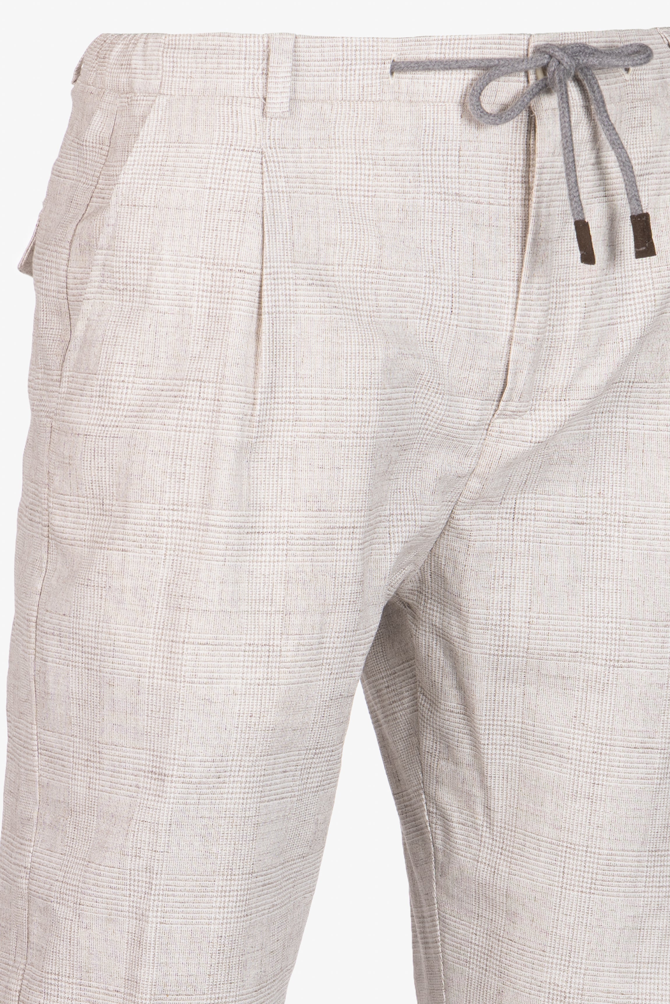 Amalfi trousers in beige Prince of Wales cotton