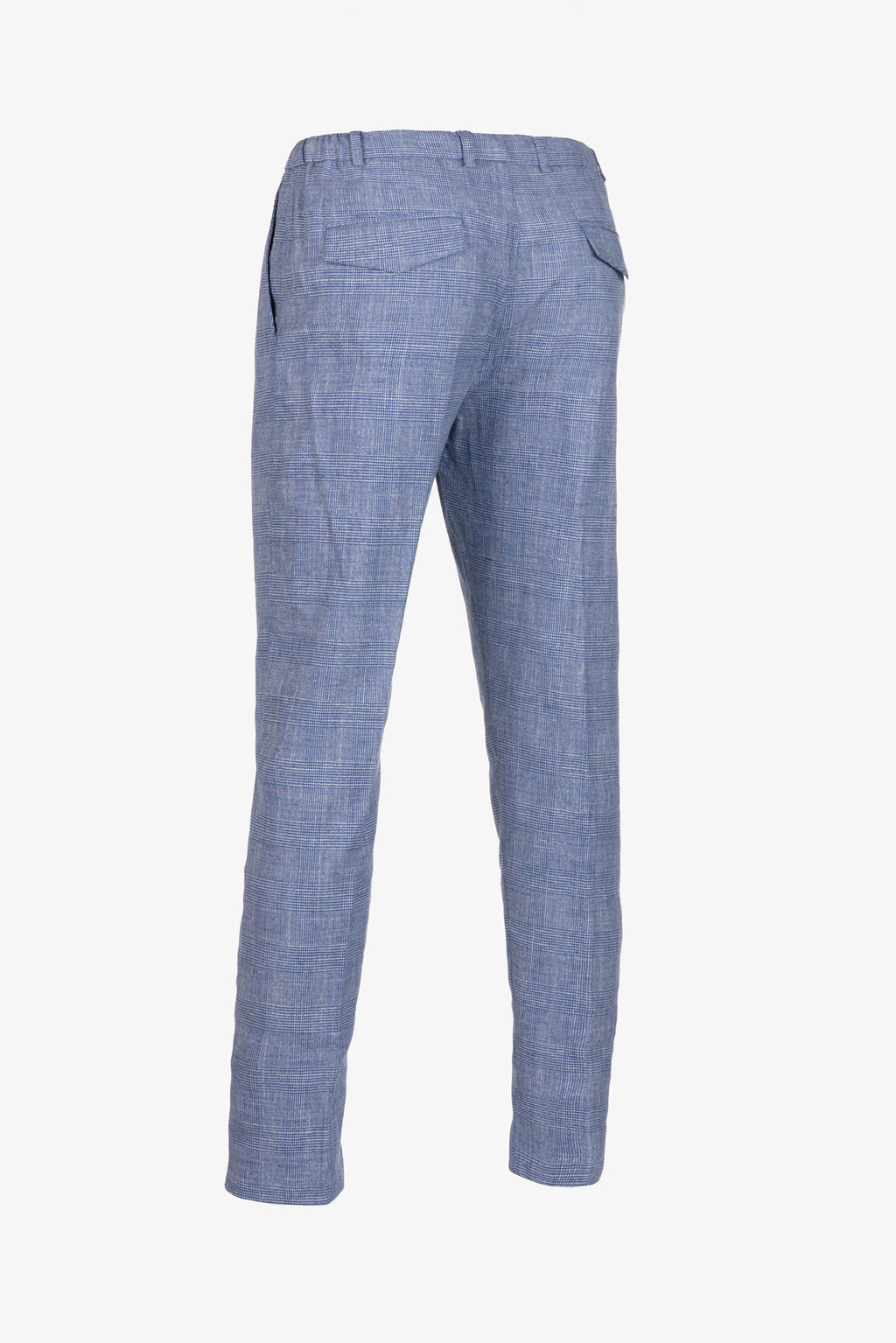 Pantaloni Amalfi in cotone Principe di Galles bluette