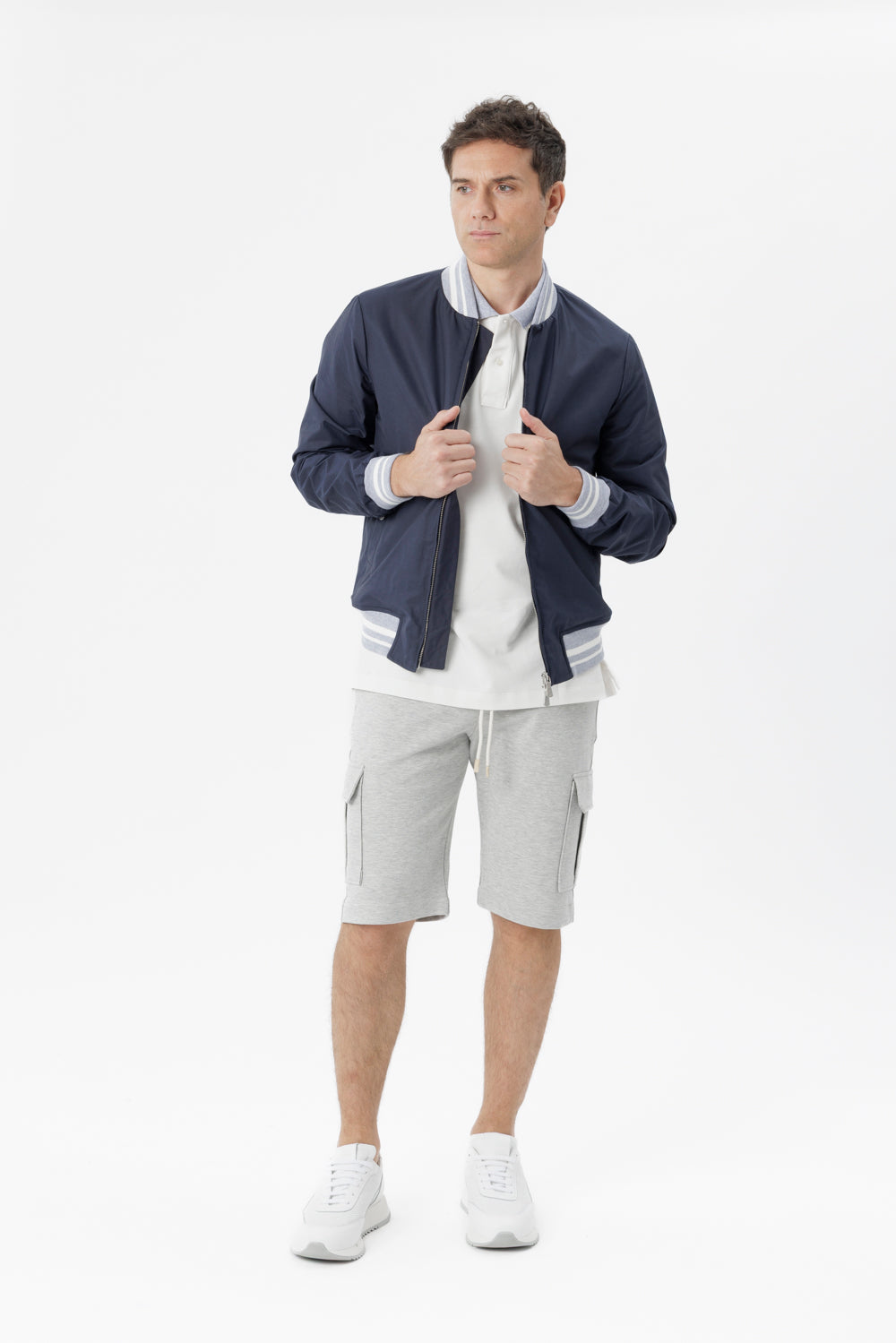 Bomber college in cotone tecnico blu navy
