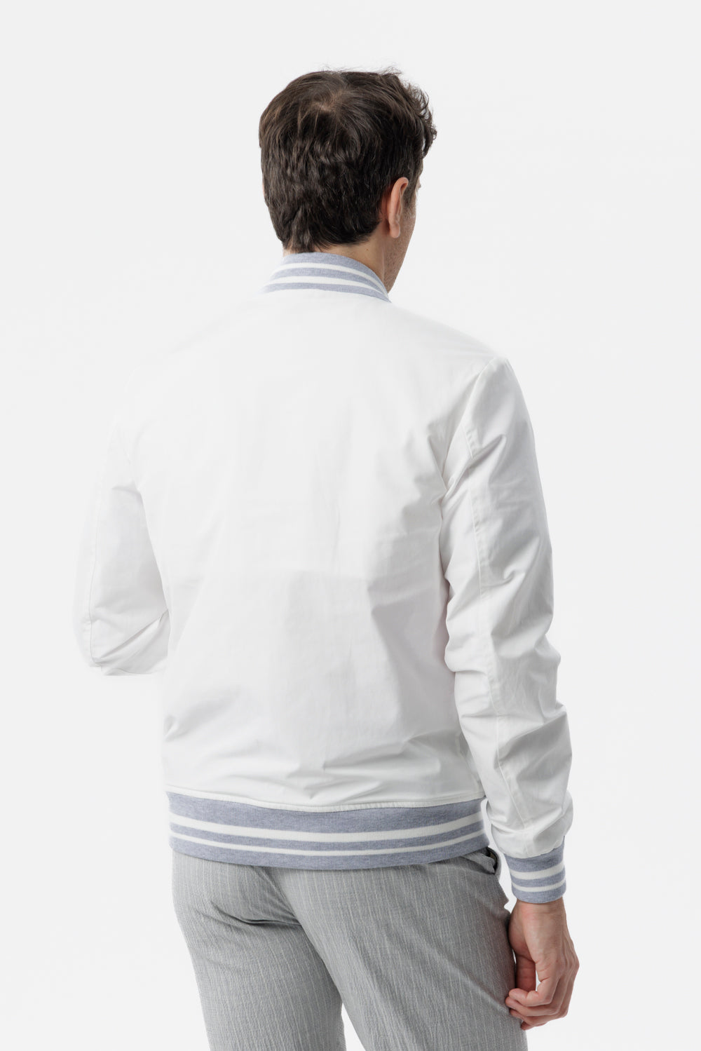 Bomber college in cotone tecnico bianco