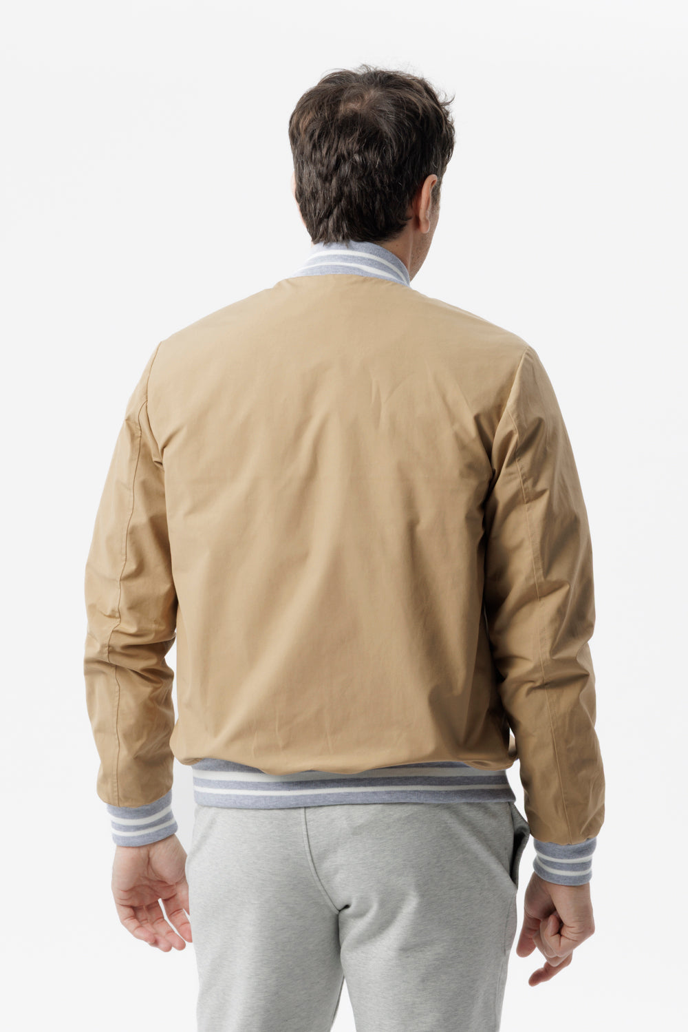 Camel technical cotton college bomber jacket
