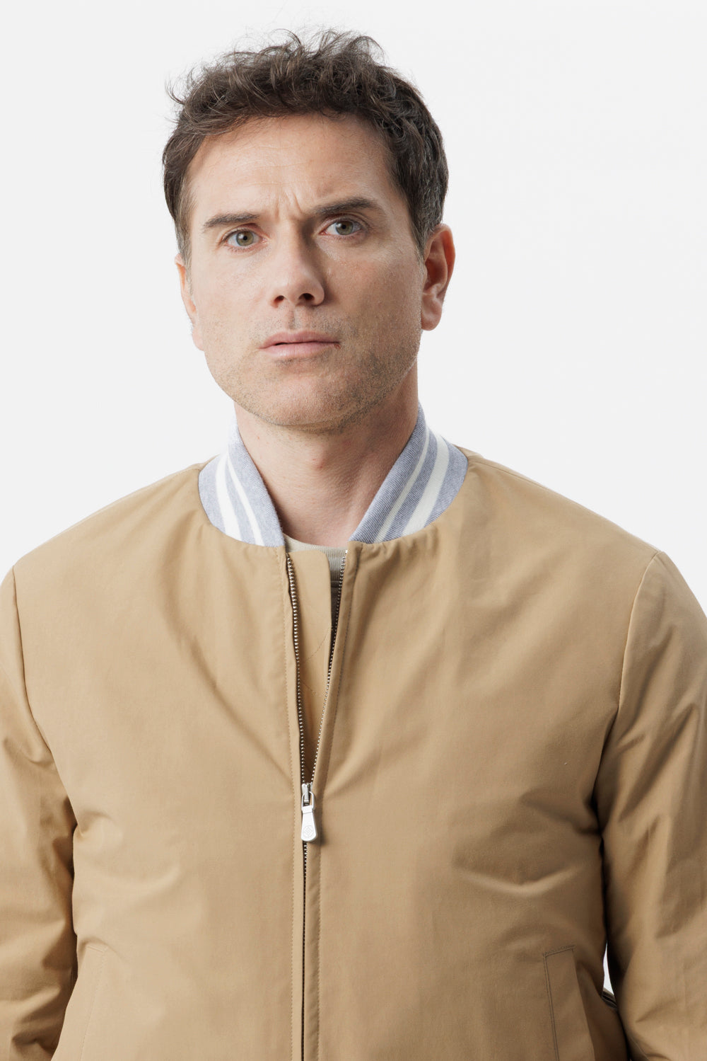 Camel technical cotton college bomber jacket
