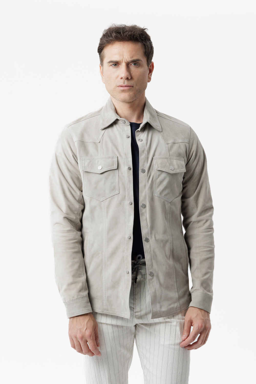 Soft grey suede overshirt