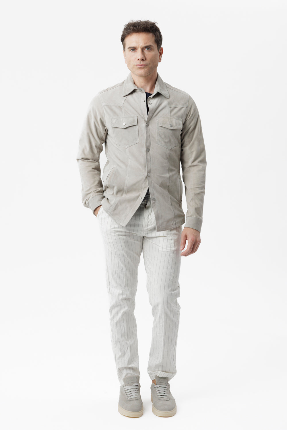 Soft grey suede overshirt