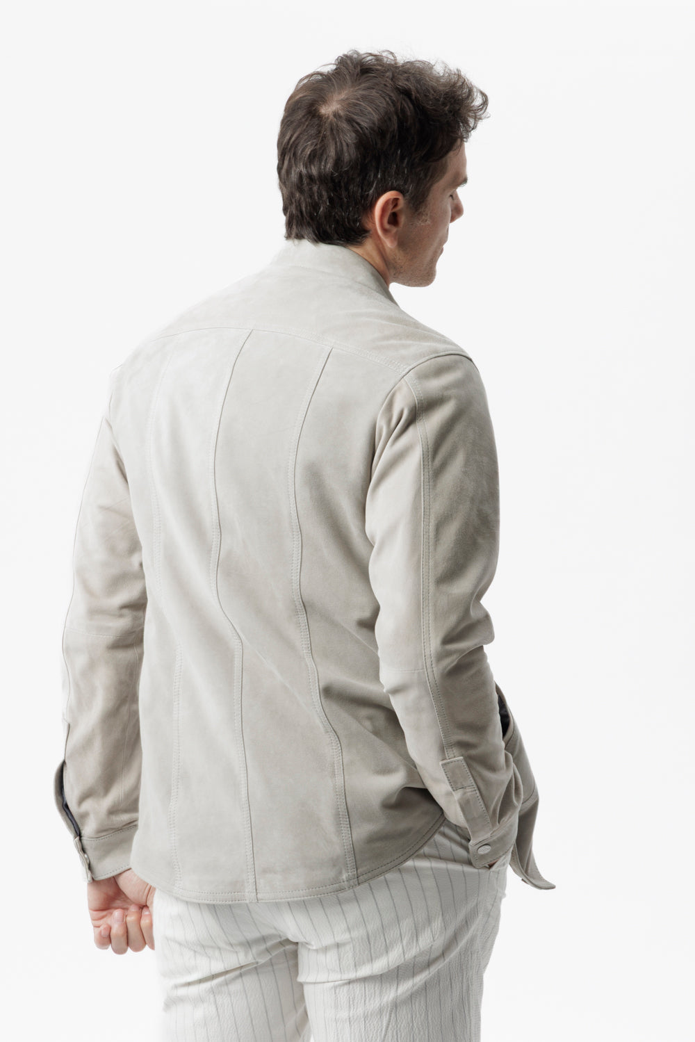 Soft grey suede overshirt