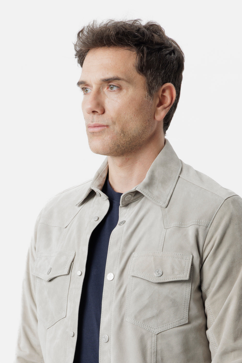 Soft grey suede overshirt