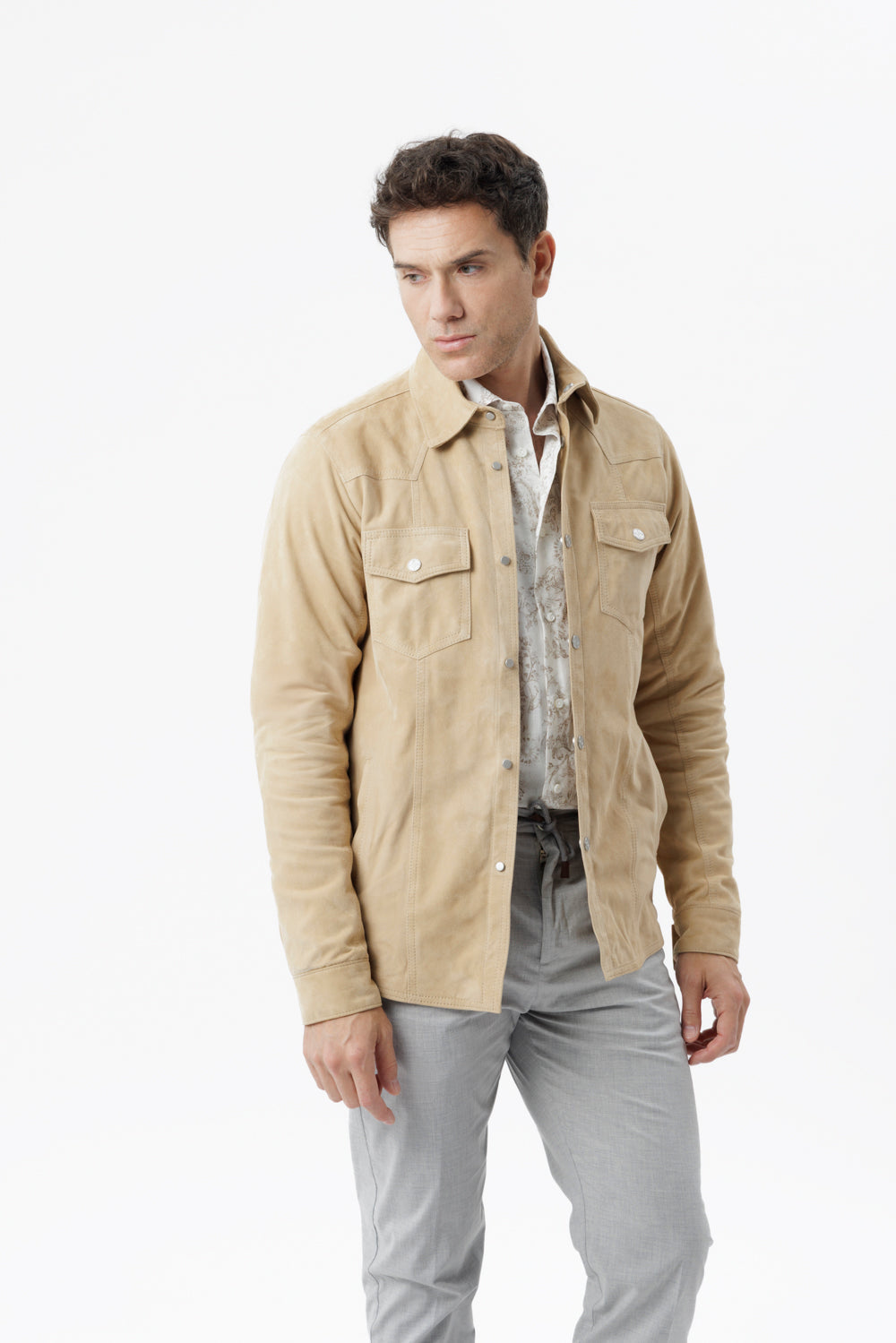 Soft honey suede overshirt
