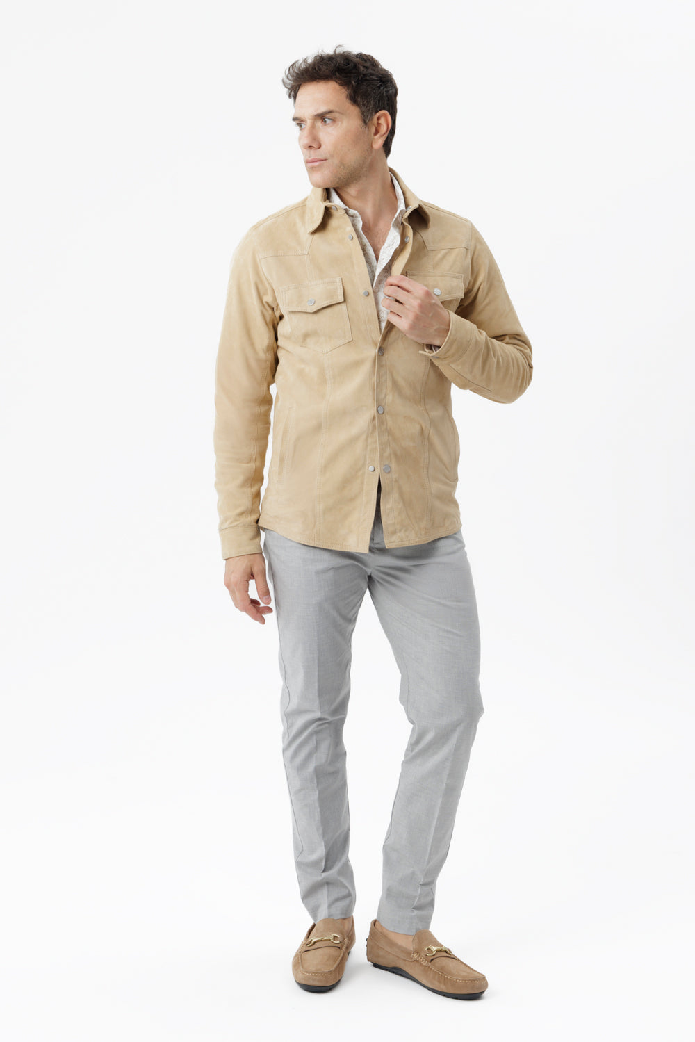 Soft honey suede overshirt
