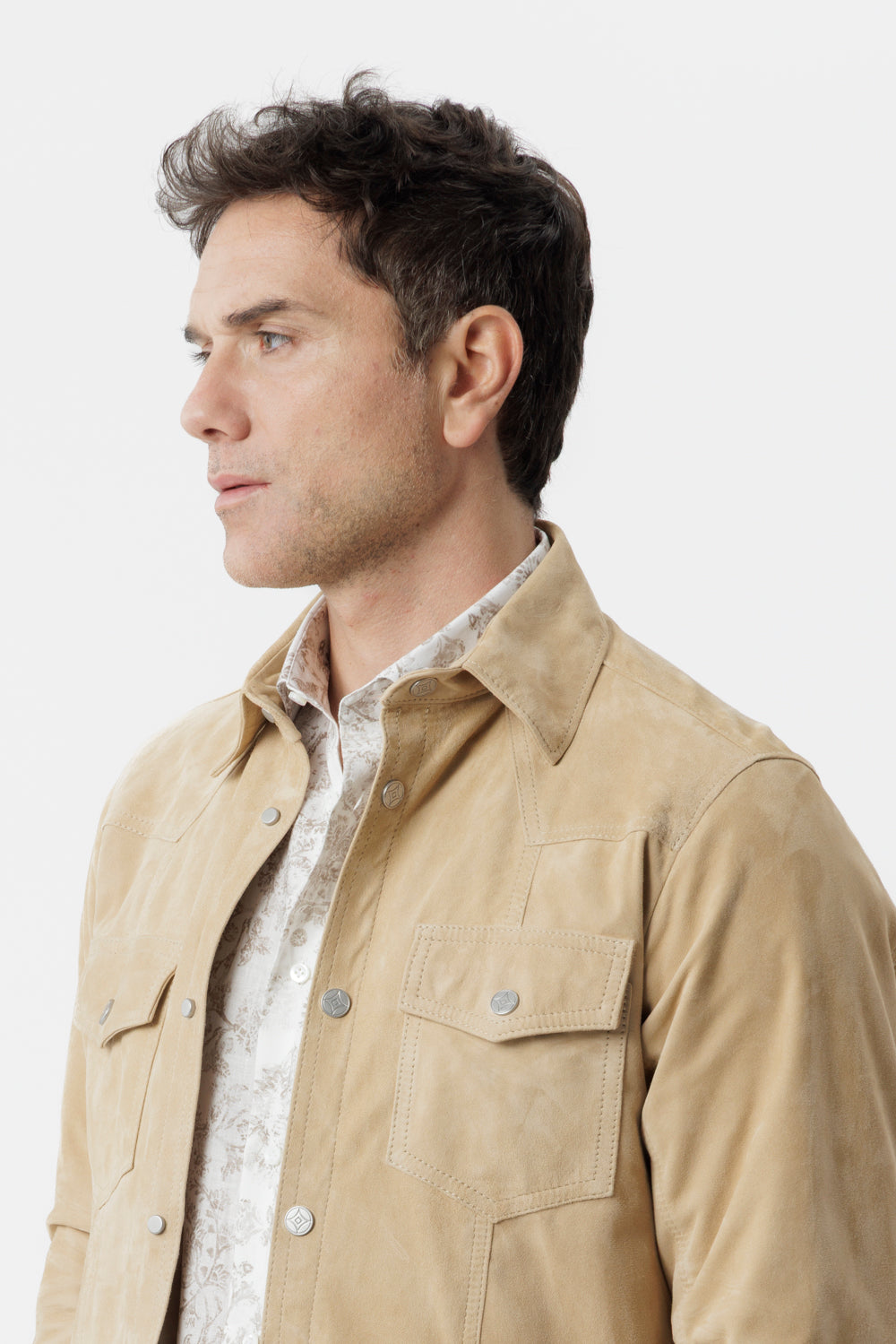 Soft honey suede overshirt