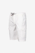 White cotton cargo Bermuda shorts
