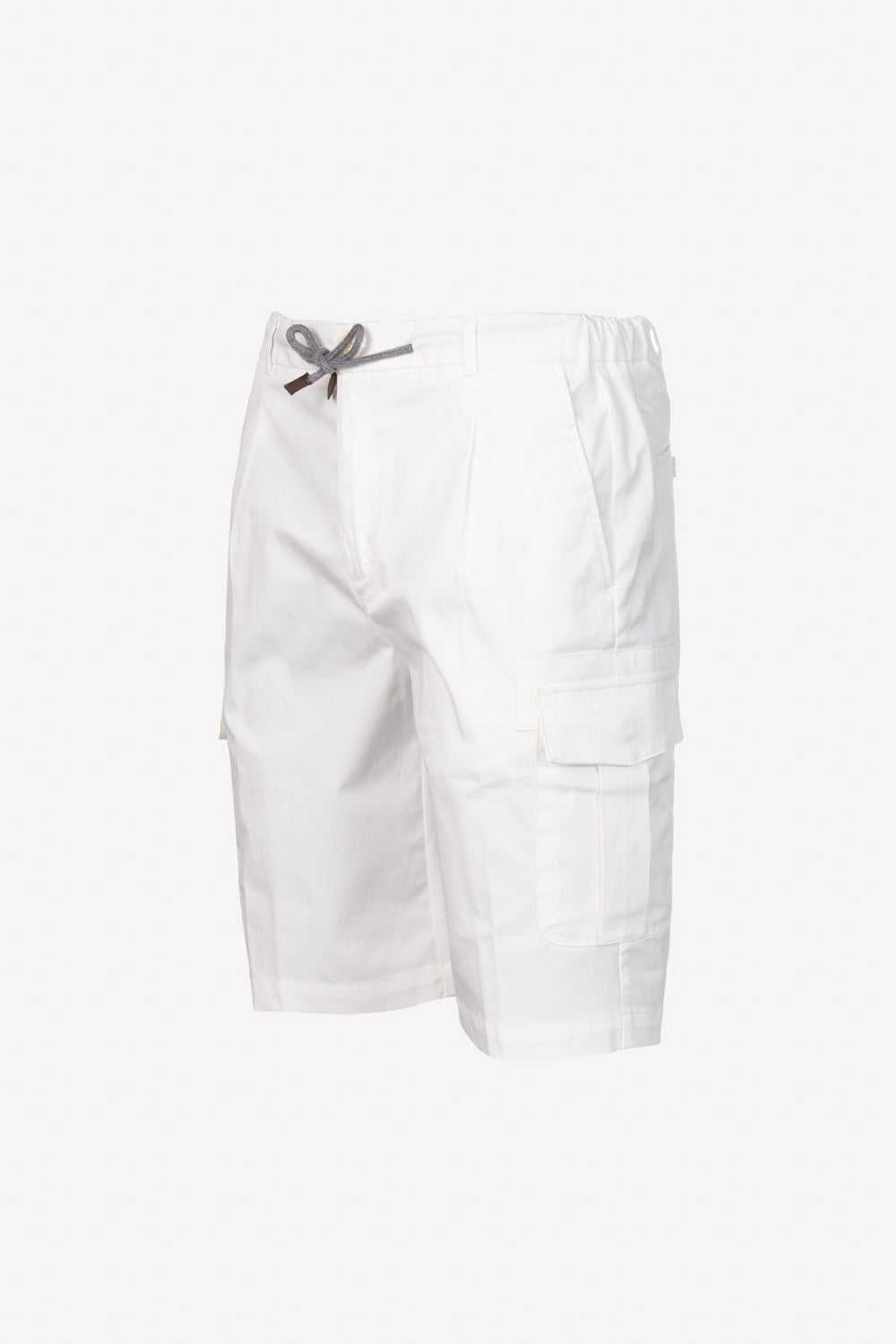 White cotton cargo Bermuda shorts