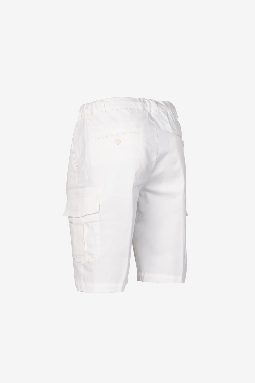 White cotton cargo Bermuda shorts