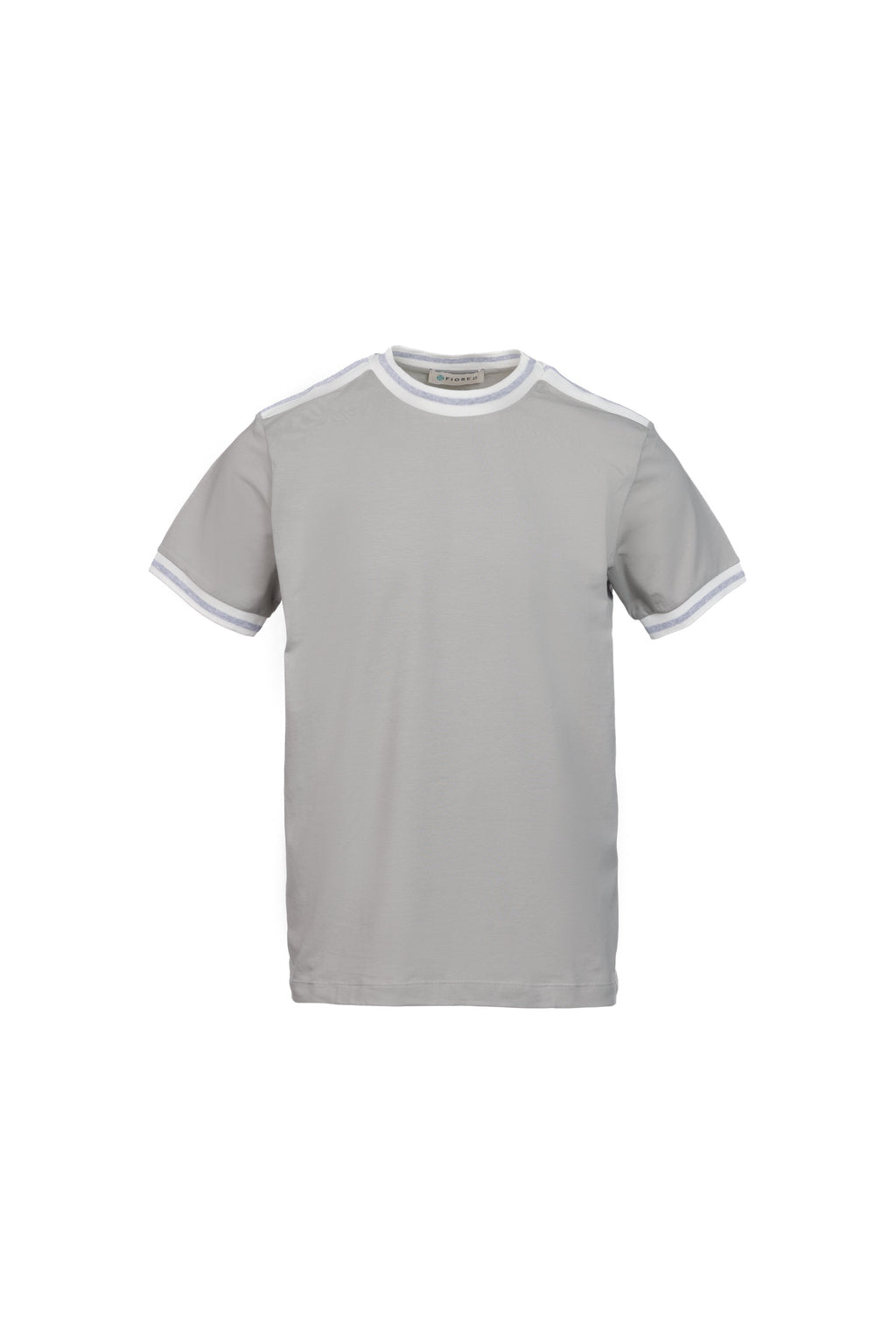 Cotton T-shirt with grey ribbing