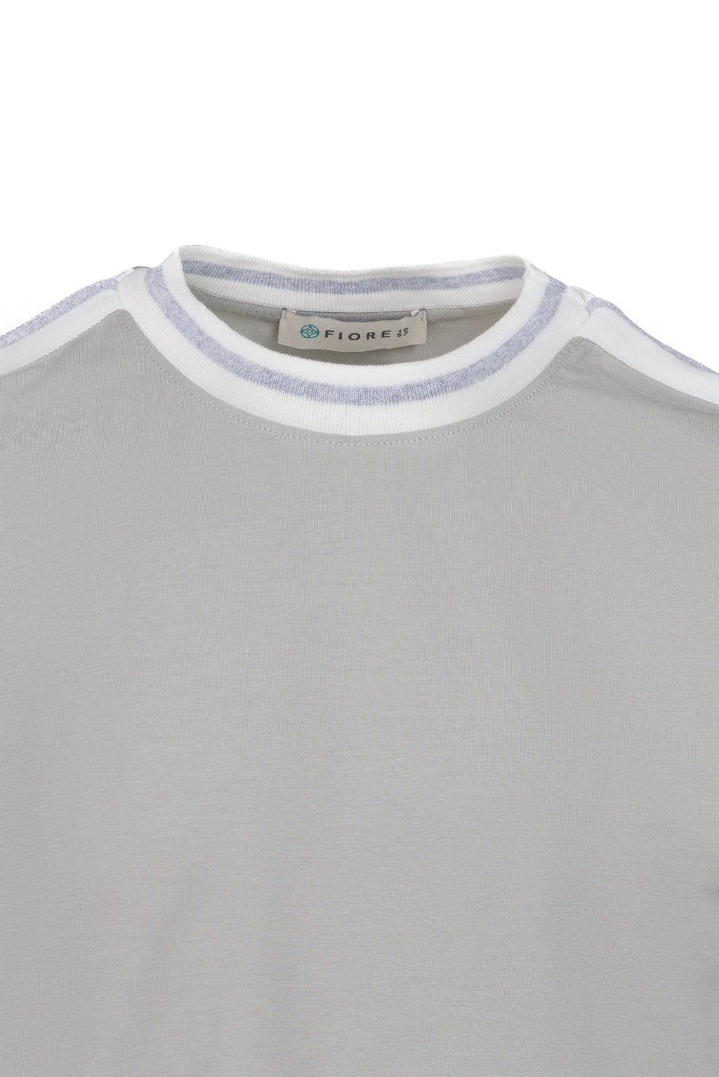 Cotton T-shirt with grey ribbing