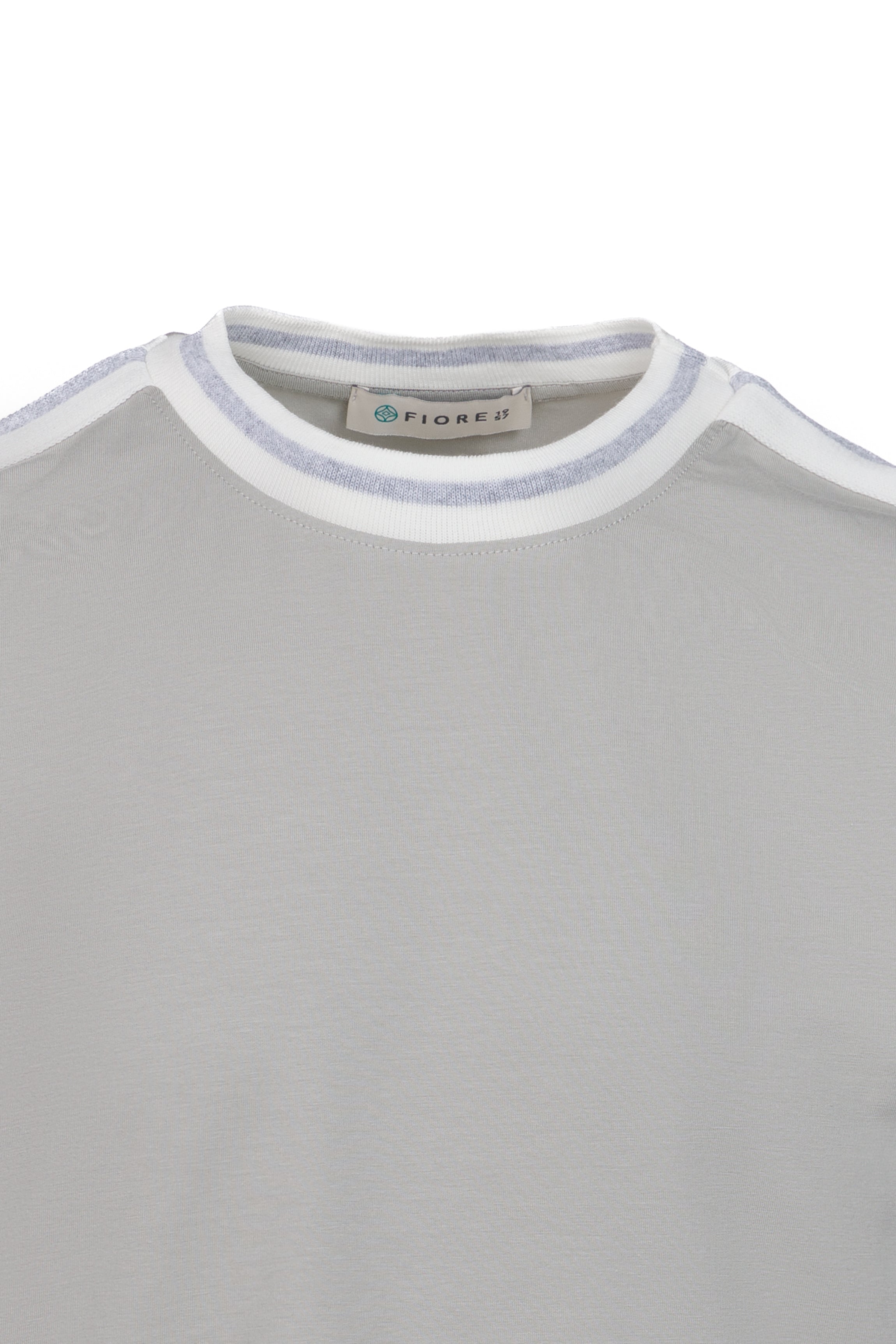 Cotton T-shirt with grey ribbing