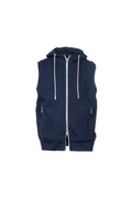 Blue cotton hooded gilet