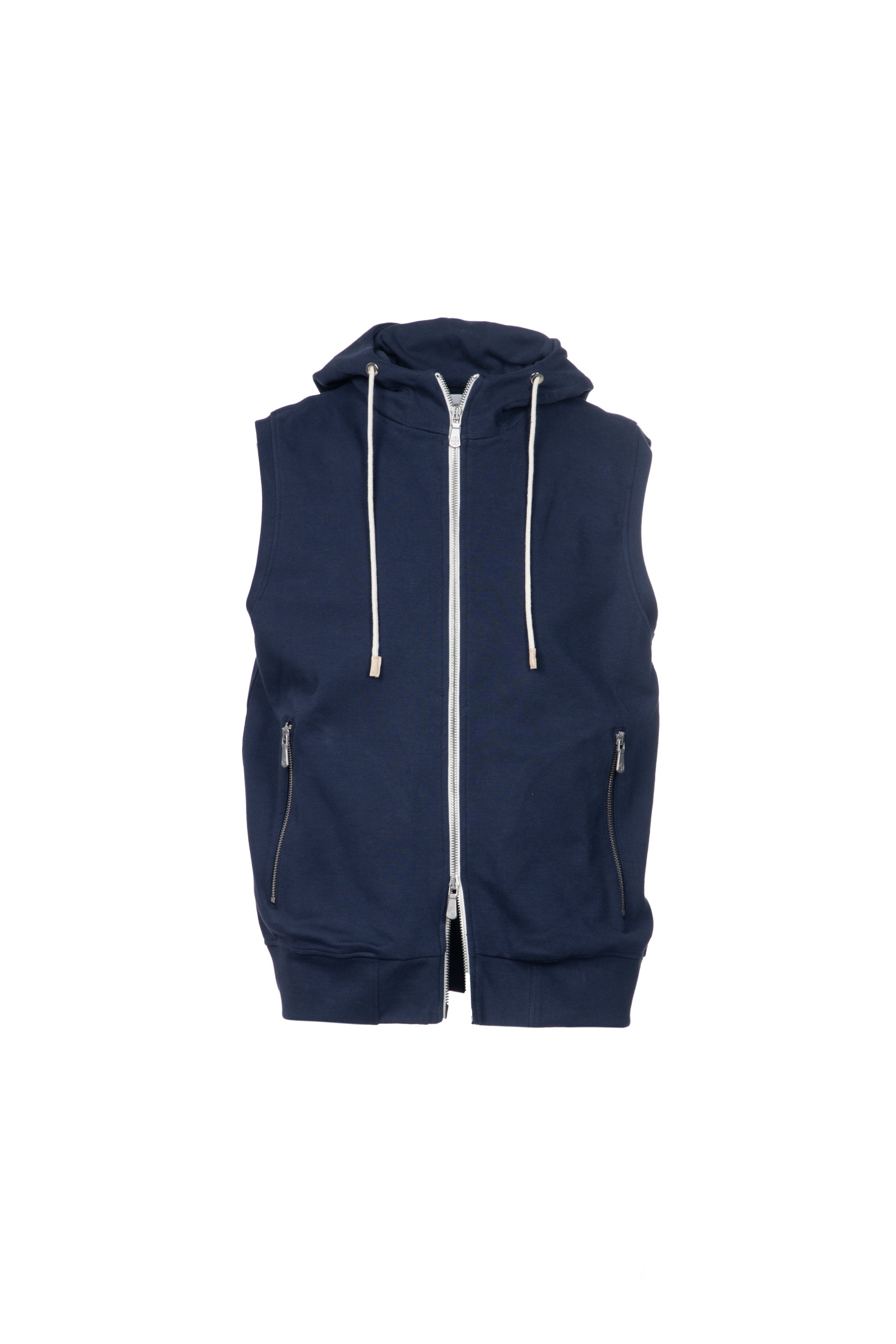 Blue cotton hooded gilet