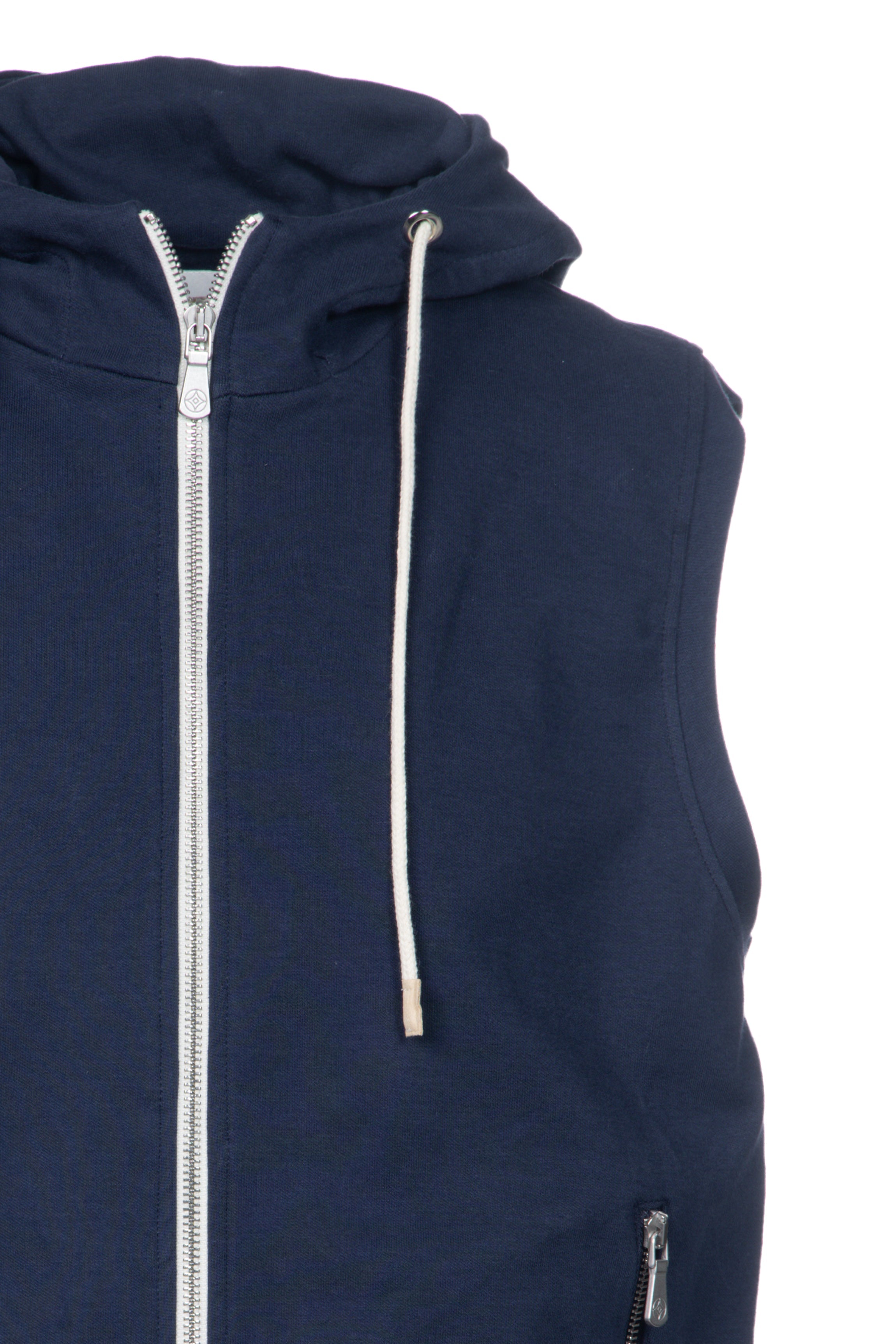Blue cotton hooded gilet