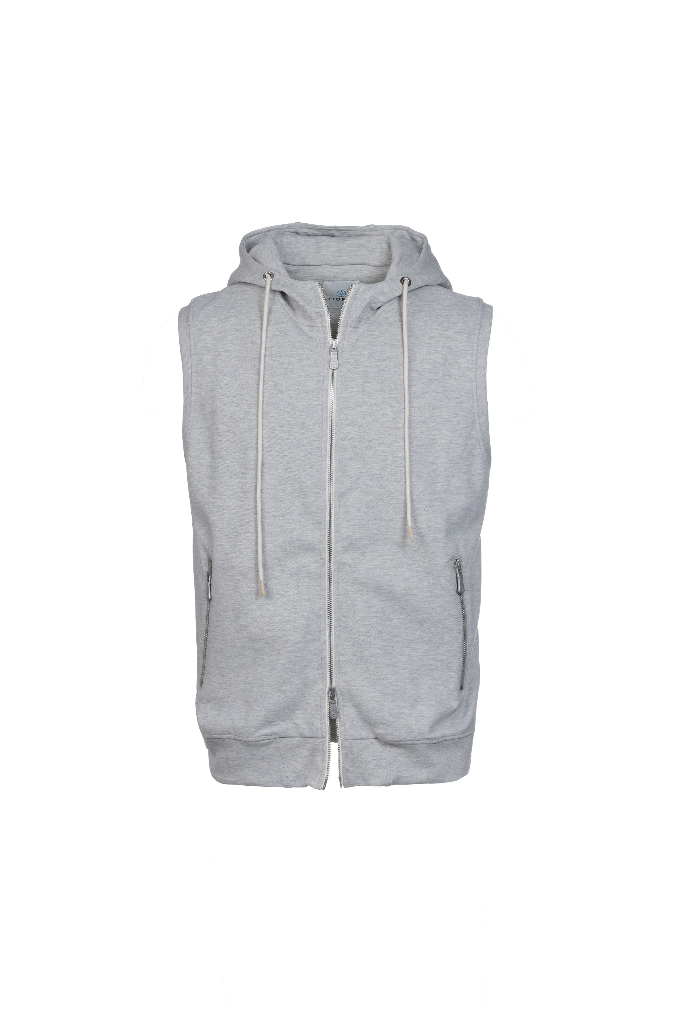 Grey cotton hooded vest