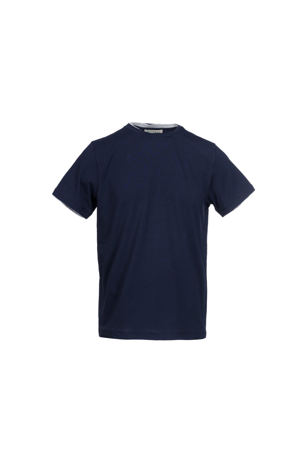 Cotton T-shirt with contrasting blue trim