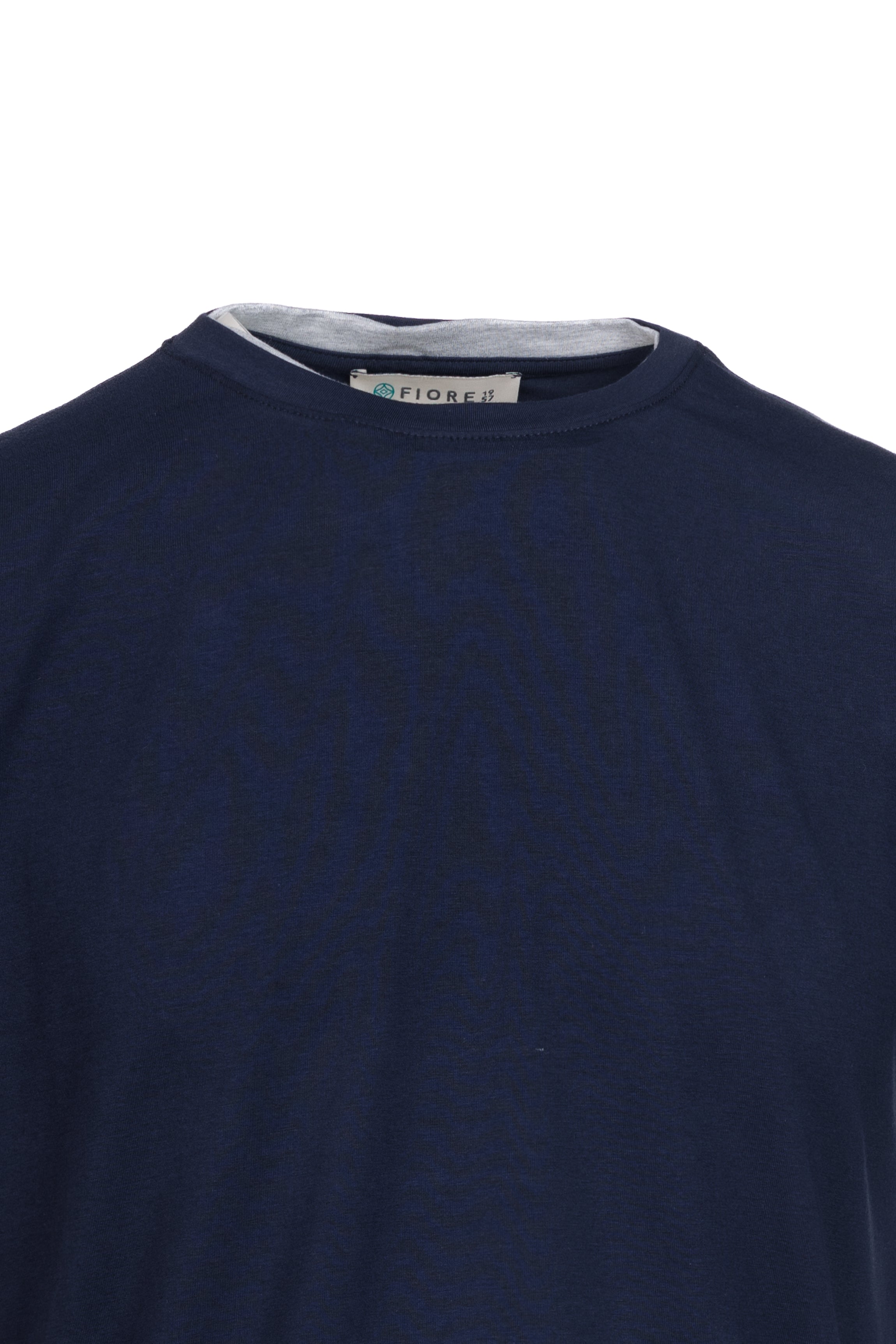 Cotton T-shirt with contrasting blue trim