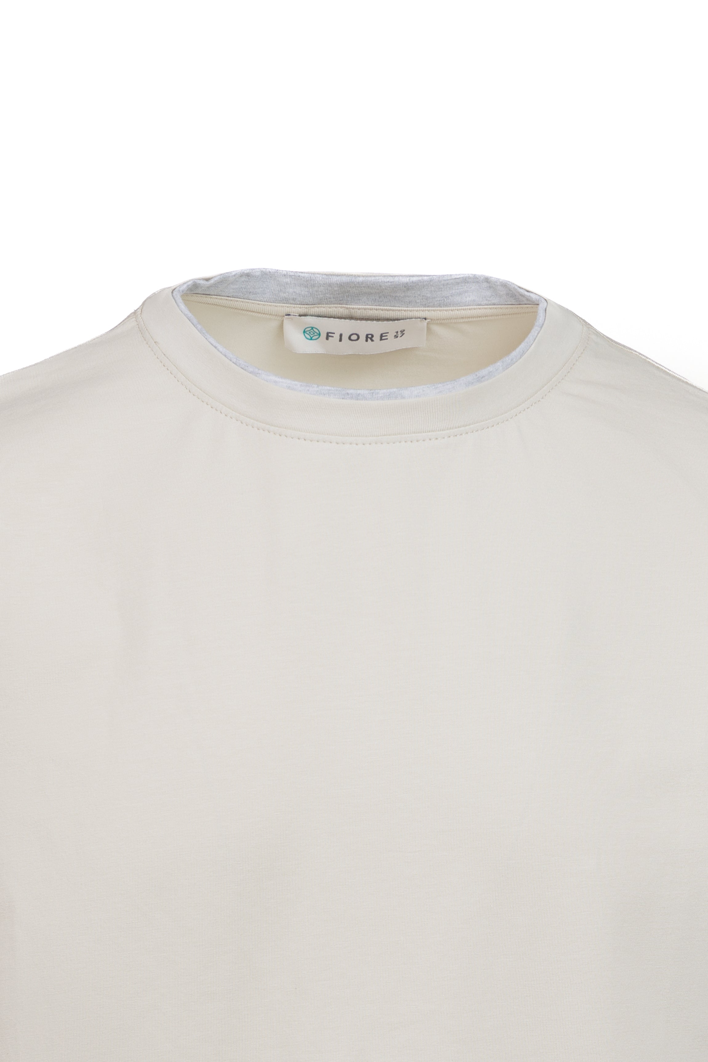Cotton T-shirt with contrasting sand trim