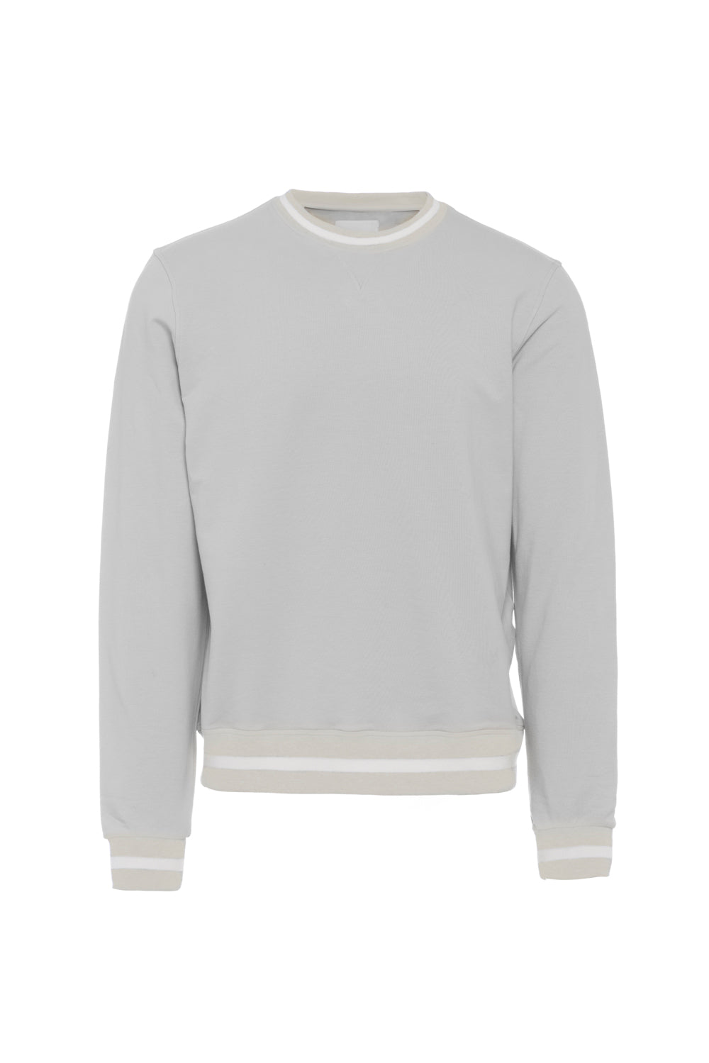 Felpa girocollo in cotone grigio con dettagli bicolore