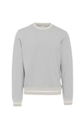 Felpa girocollo in cotone grigio con dettagli bicolore