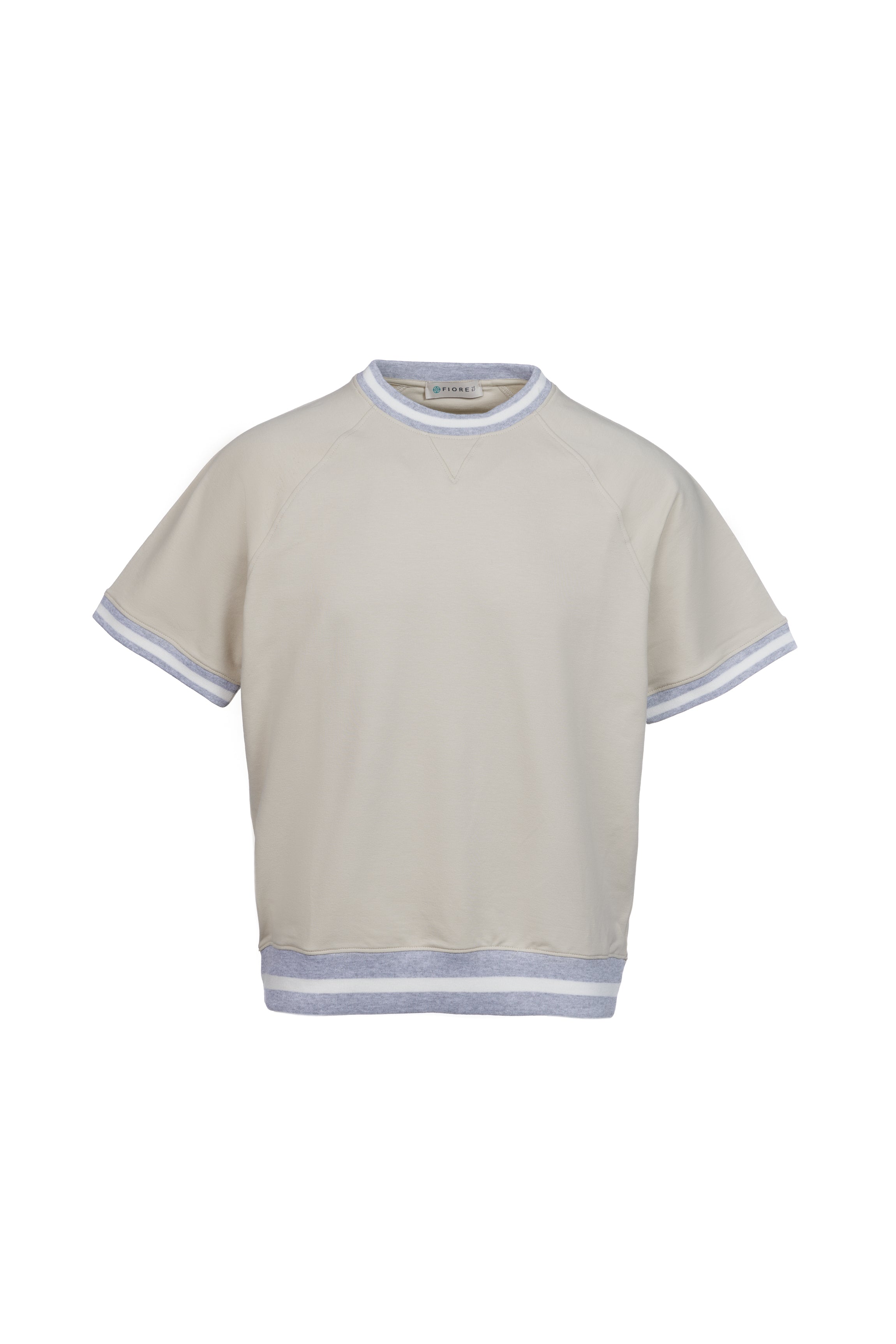 Cotton sweatshirt t-shirt with contrasting sand elastic