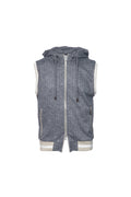 Grey pinstripe virgin wool hooded gilet