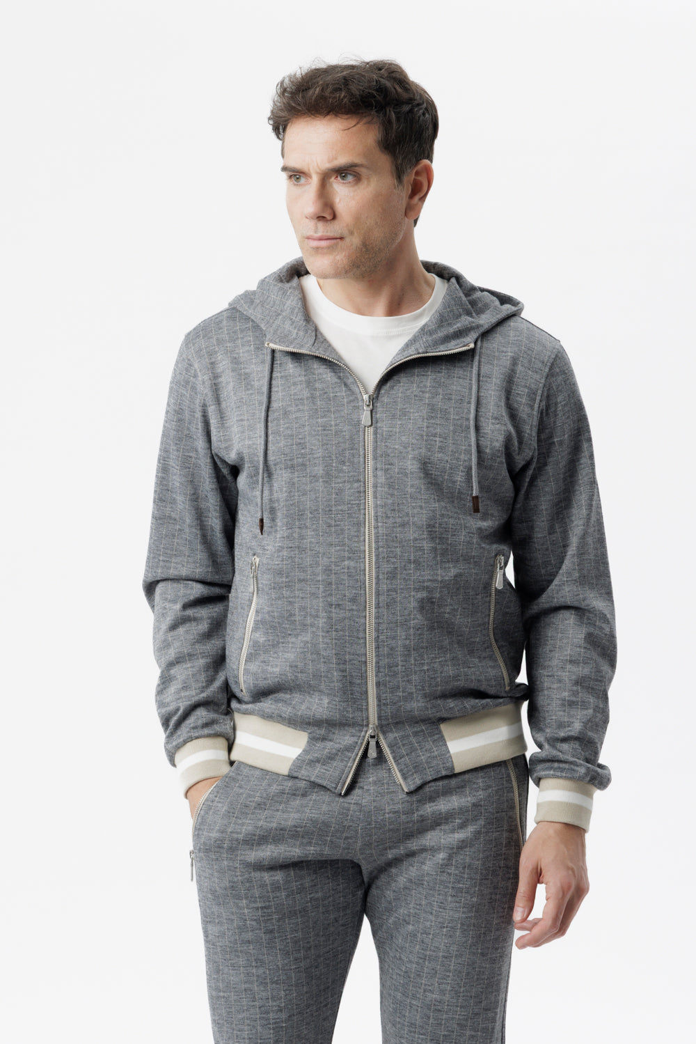 Grey pinstripe hoodie