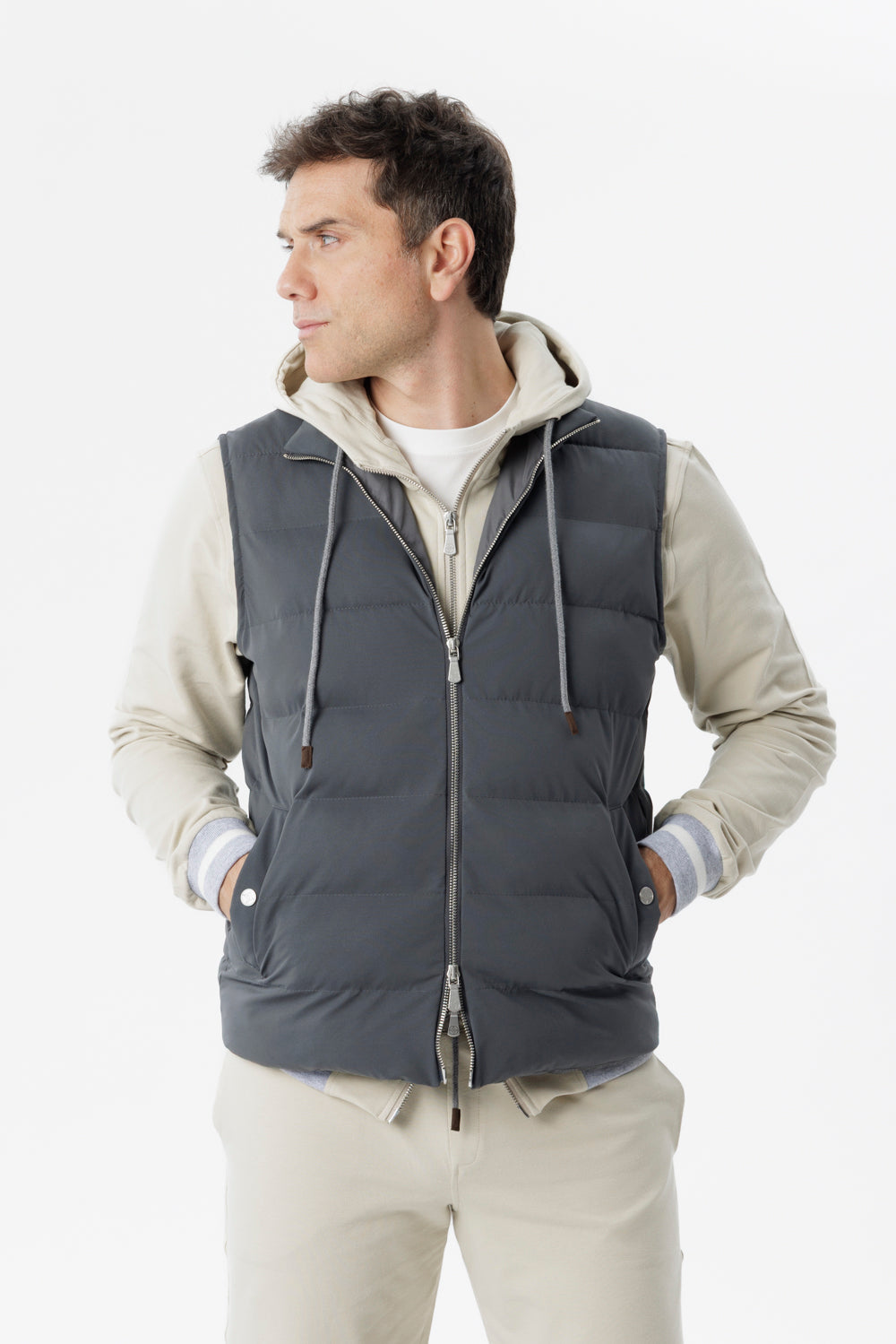 Grey cashmere padded vest