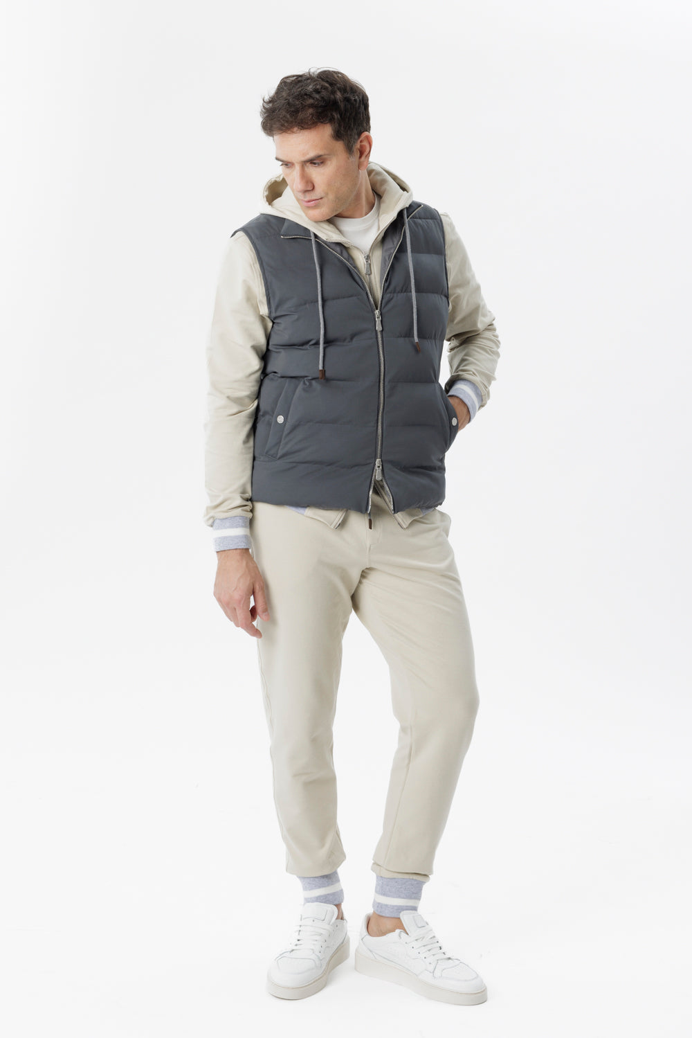 Grey cashmere padded vest