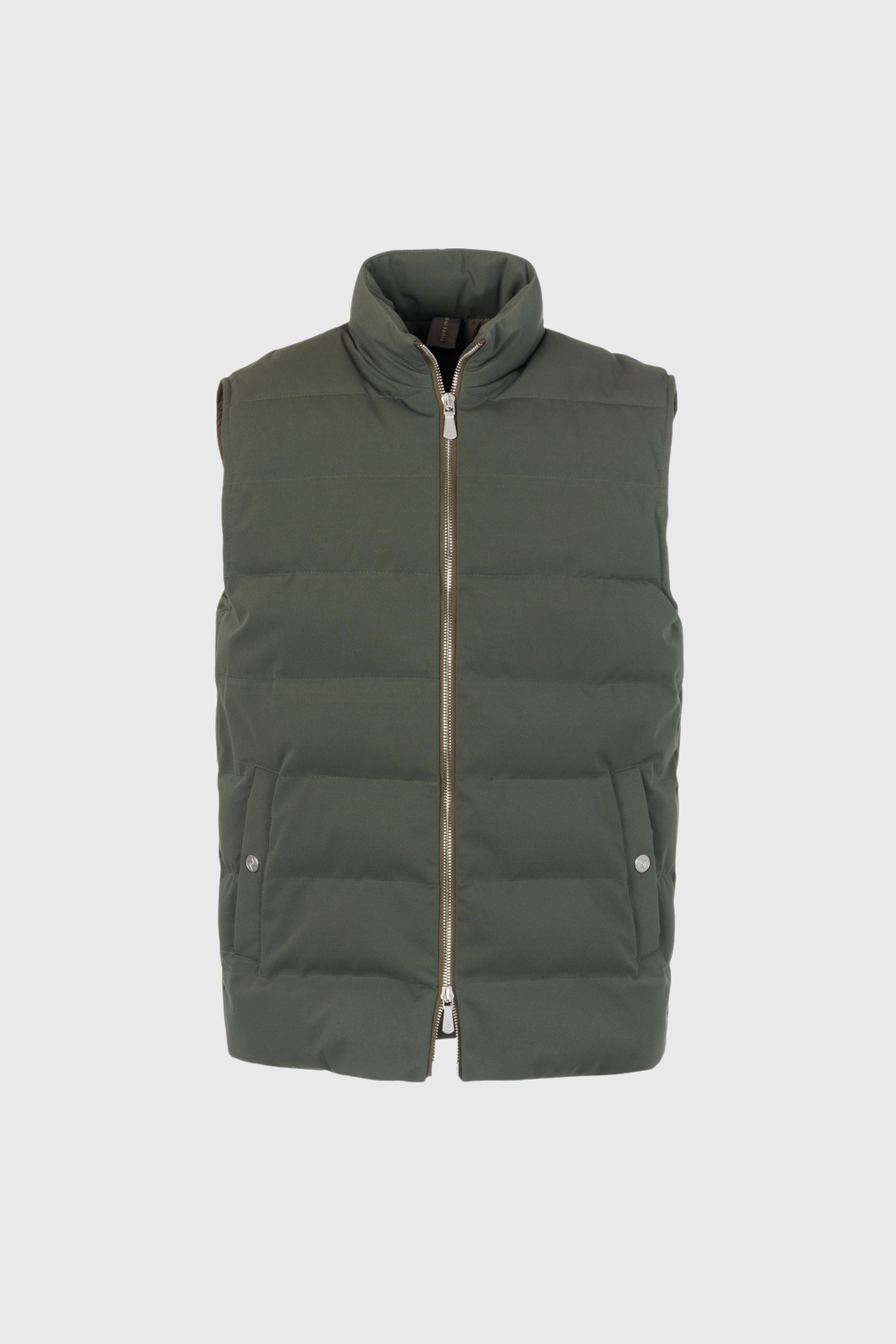 Army green cashmere padded gilet
