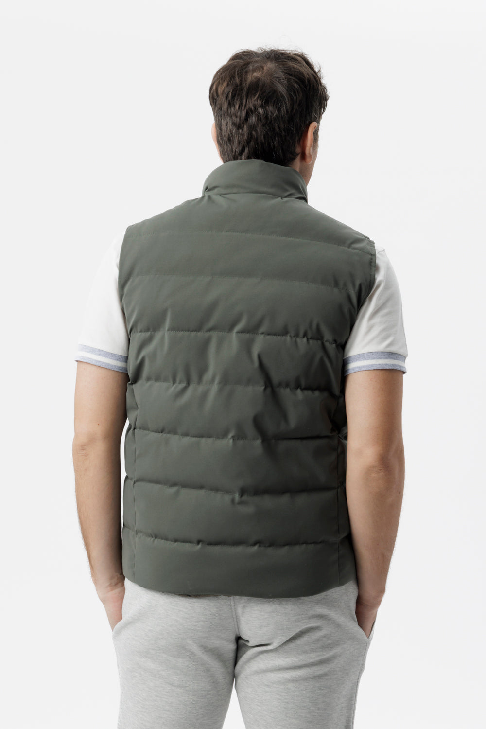 Army green cashmere padded gilet