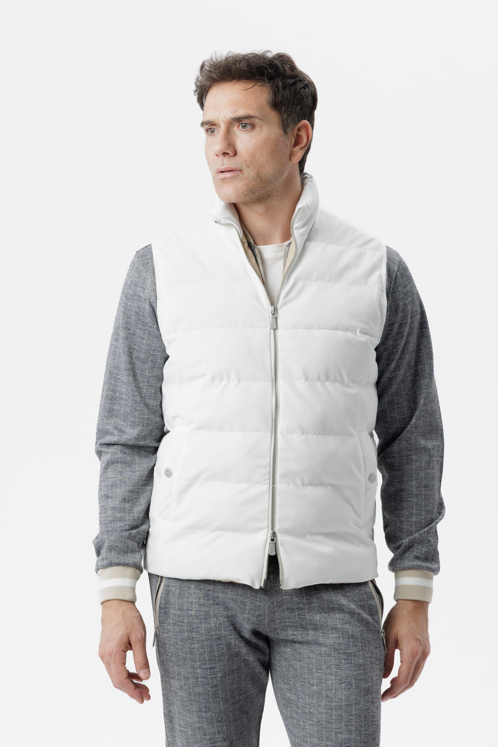 White cashmere padded gilet