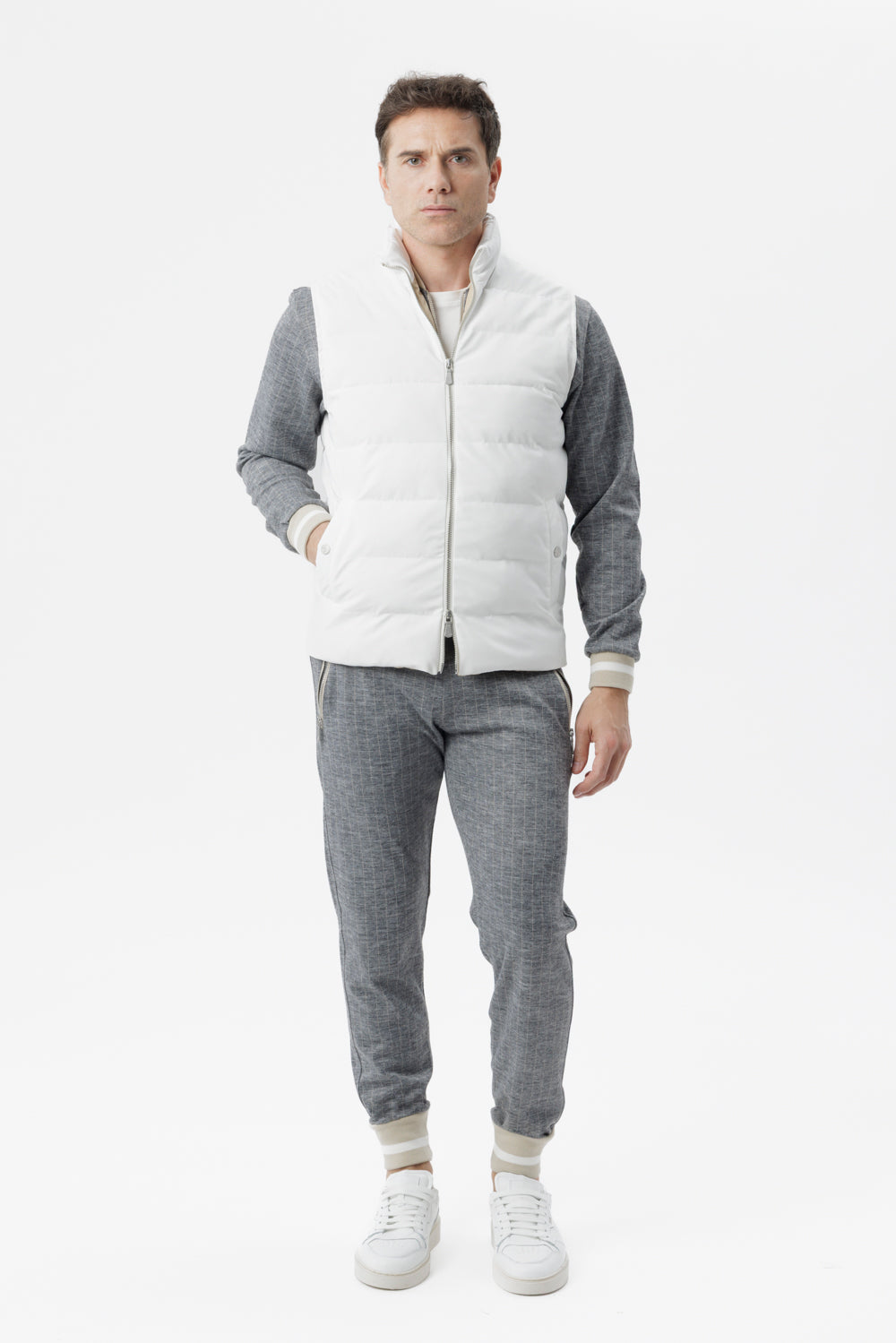 White cashmere padded gilet