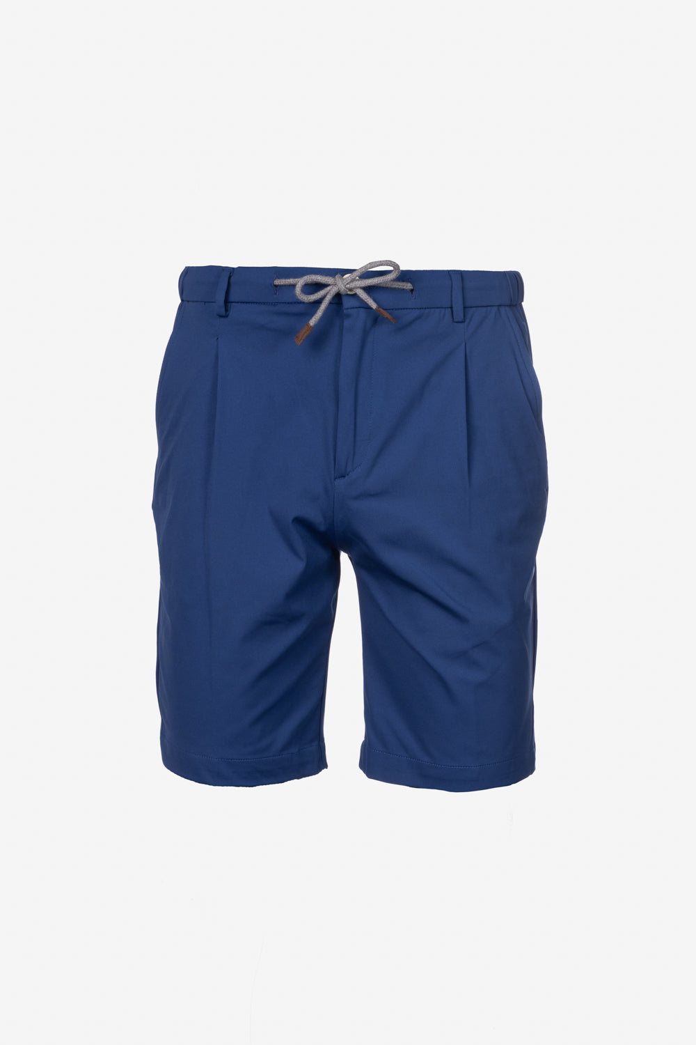 Bermuda shorts with pleats and drawstring in cornflower blue